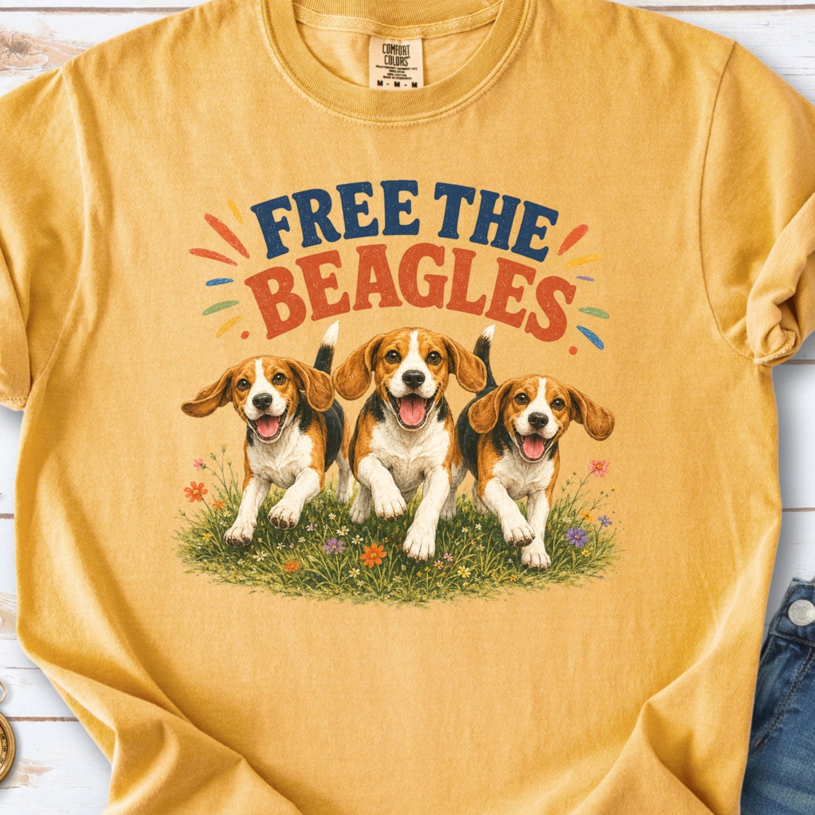 Free the Beagles Comfort Colors Shirt – Rescue Dog Wildflower Tee