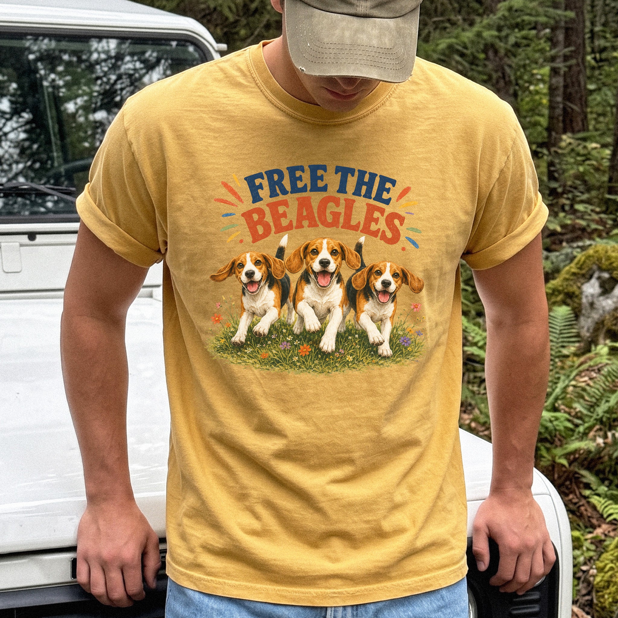 Free the Beagles Comfort Colors Shirt – Rescue Dog Wildflower Tee
