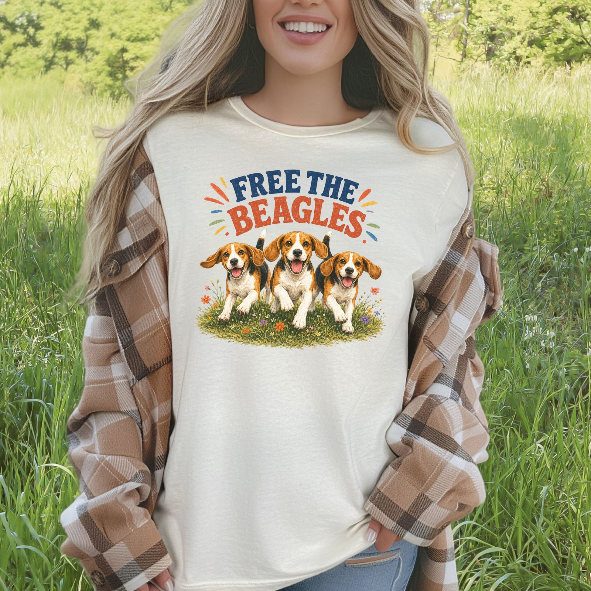 Free the Beagles End Animal Testing Rescue Dog Wildflower T-Shirt