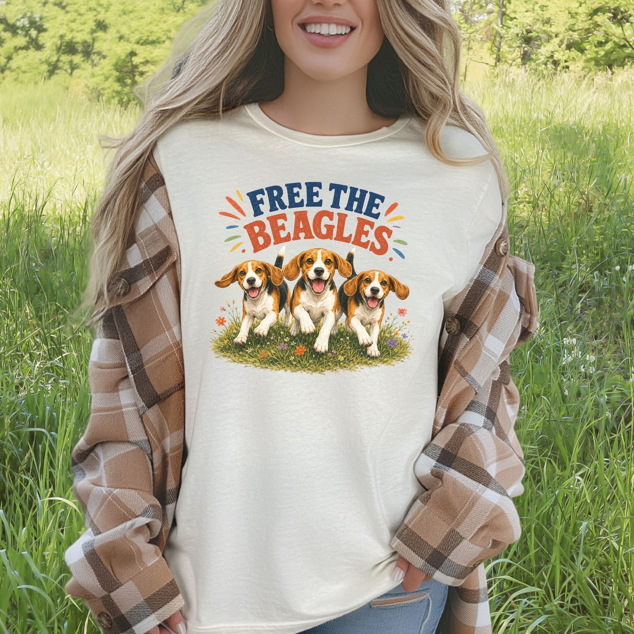 Free the Beagles End Animal Testing Rescue Dog Wildflower T-Shirt