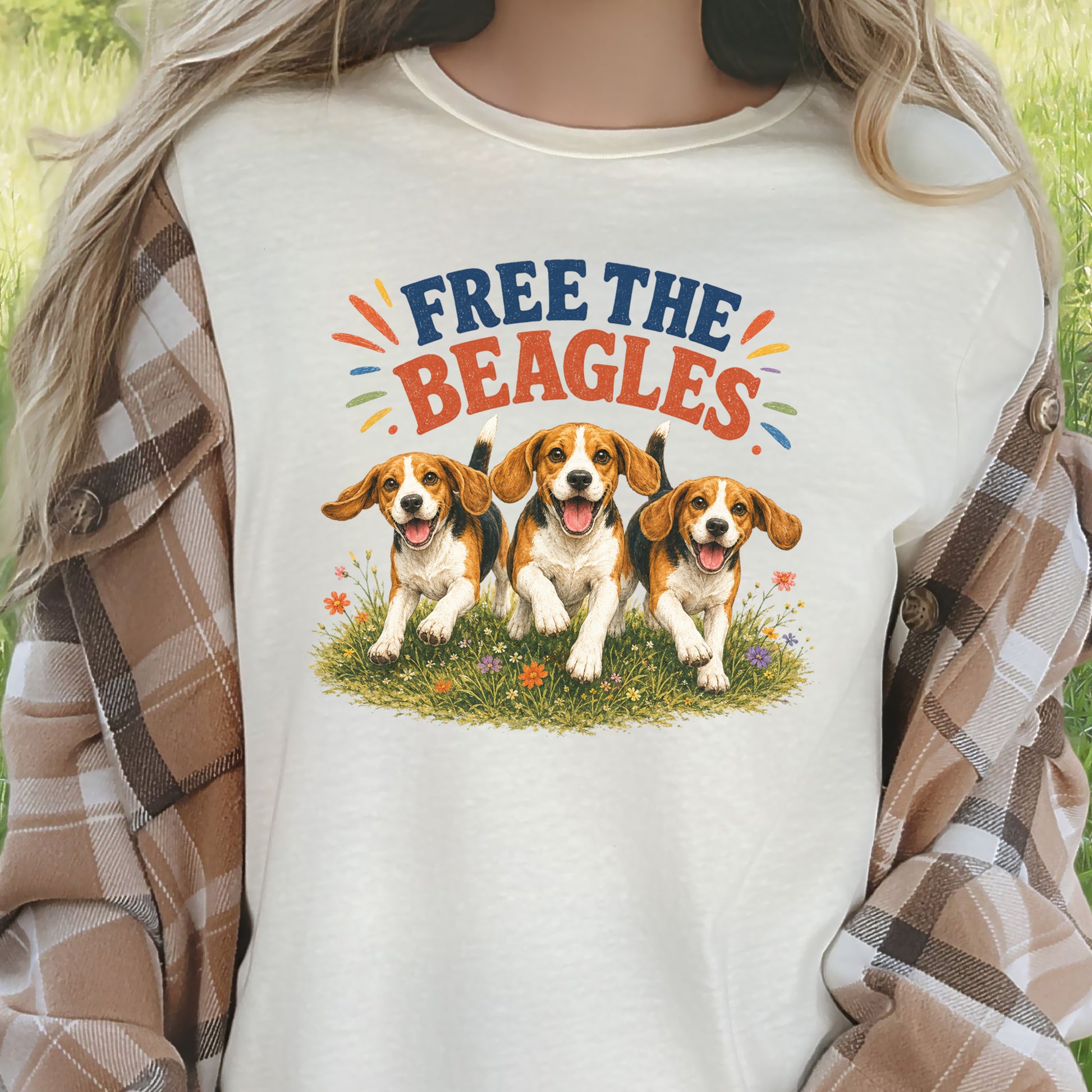 Free the Beagles End Animal Testing Rescue Dog Wildflower T-Shirt