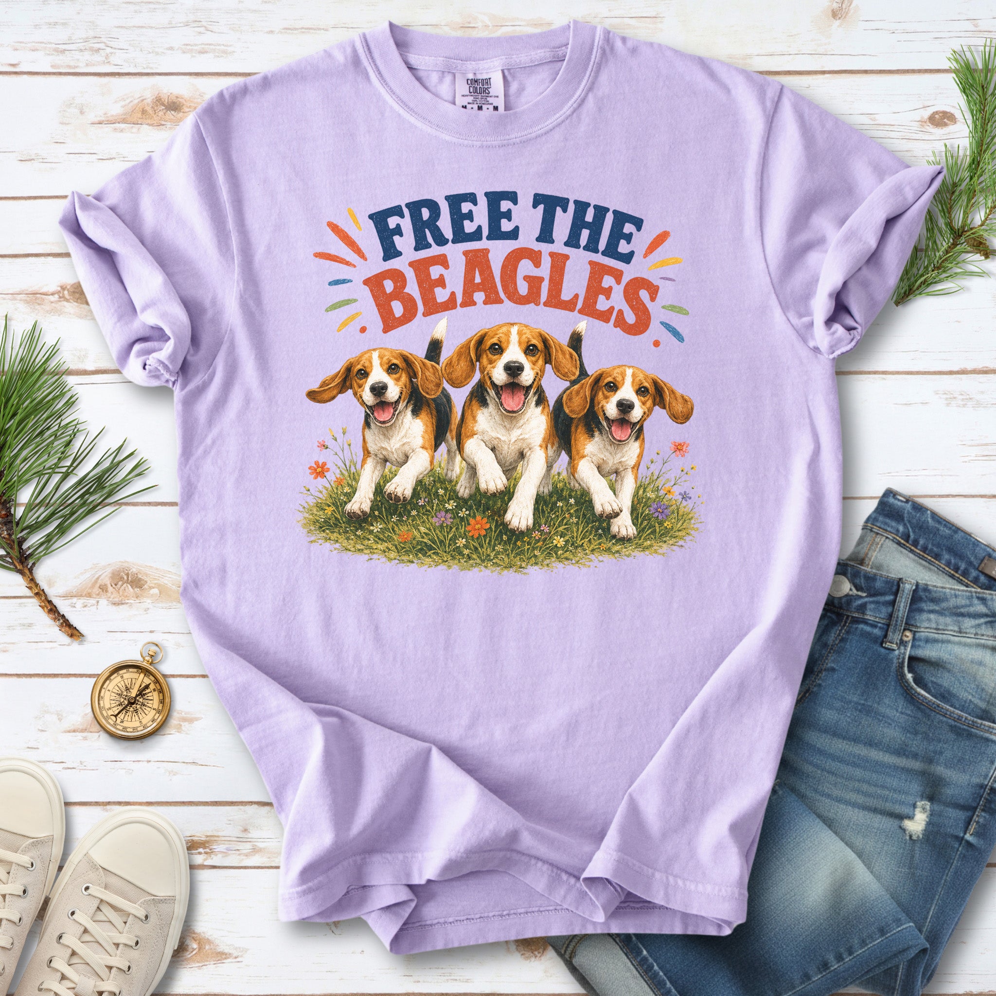 Free the Beagles Comfort Colors Shirt – Rescue Dog Wildflower Tee