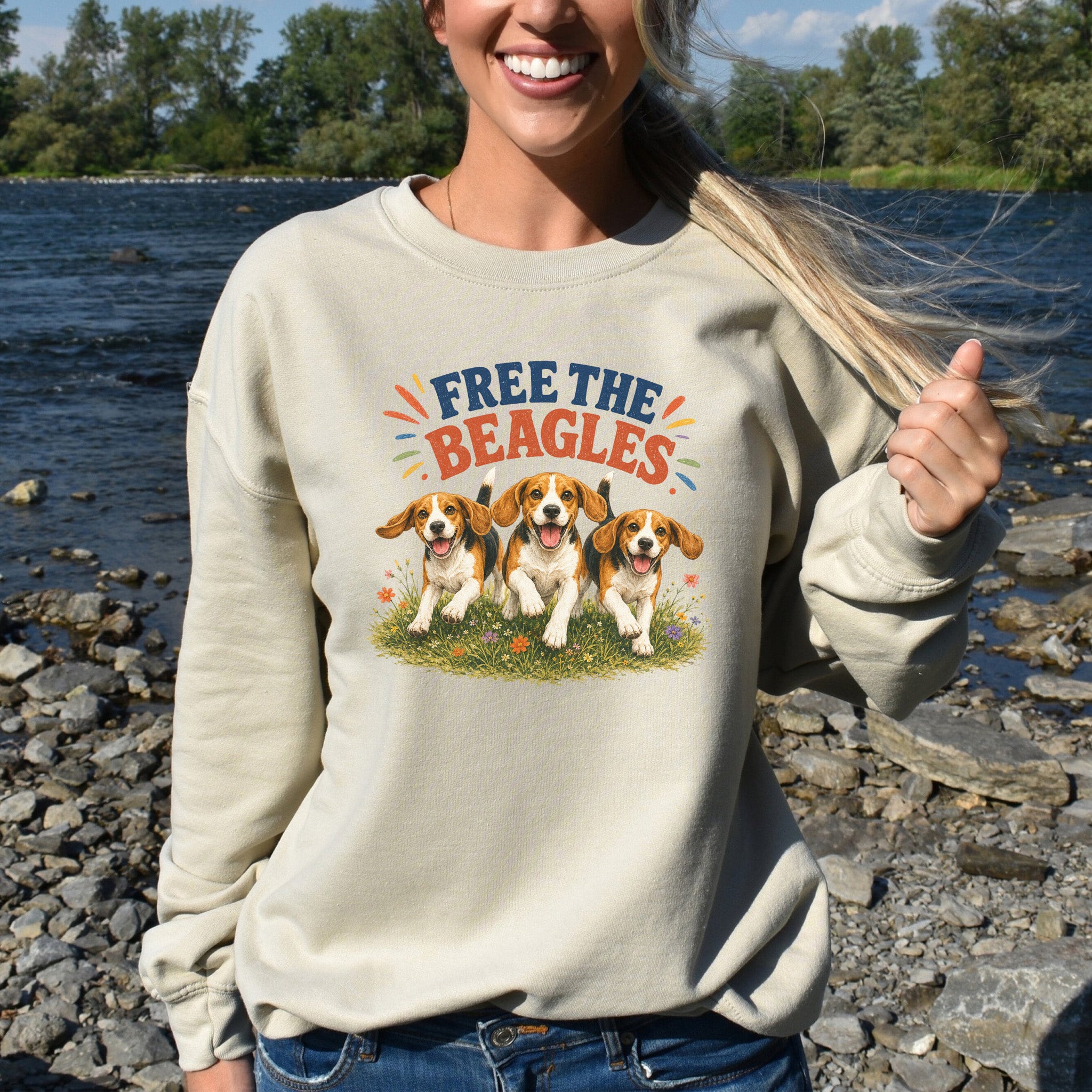 Free the Beagles End Animal Testing Rescue Dog Wildflower Sweatshirt
