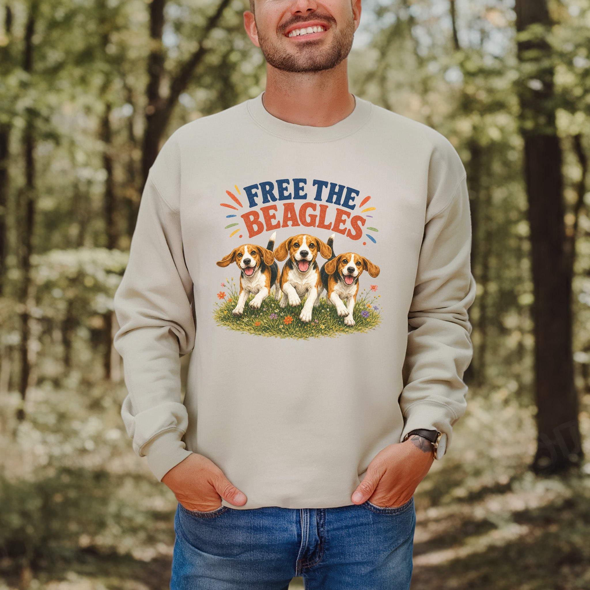 Free the Beagles End Animal Testing Rescue Dog Wildflower Sweatshirt