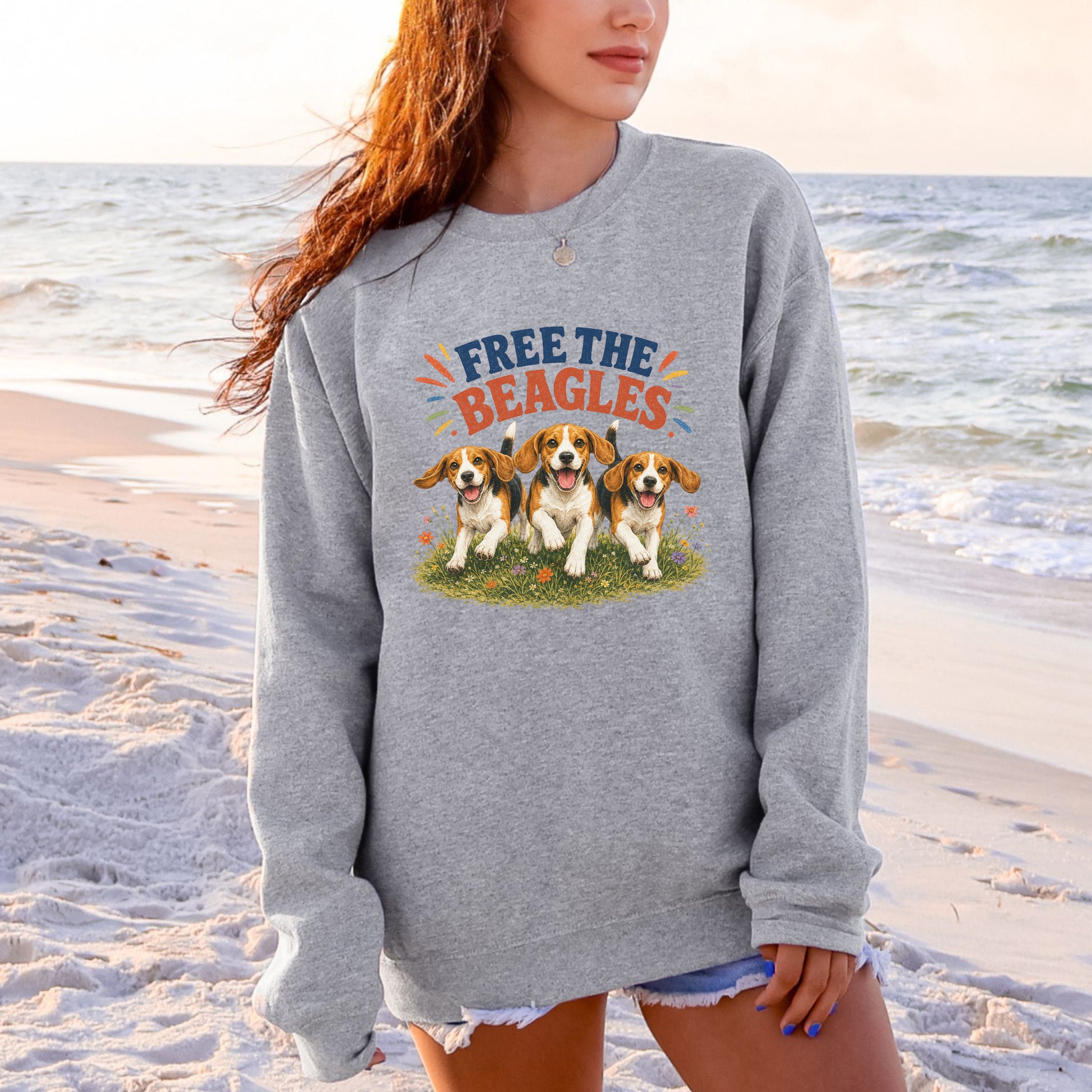 Free the Beagles End Animal Testing Rescue Dog Wildflower Sweatshirt