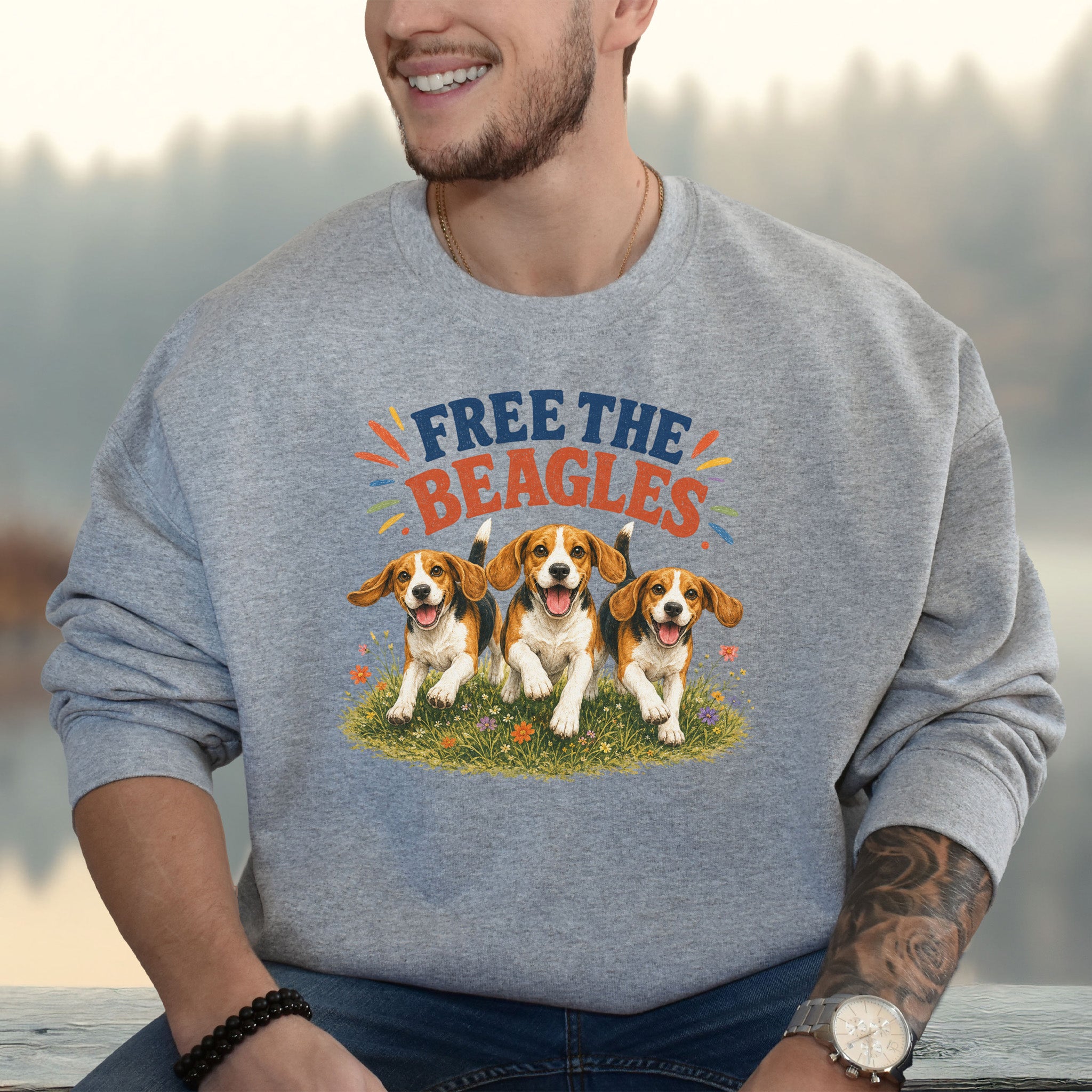 Free the Beagles End Animal Testing Rescue Dog Wildflower Sweatshirt