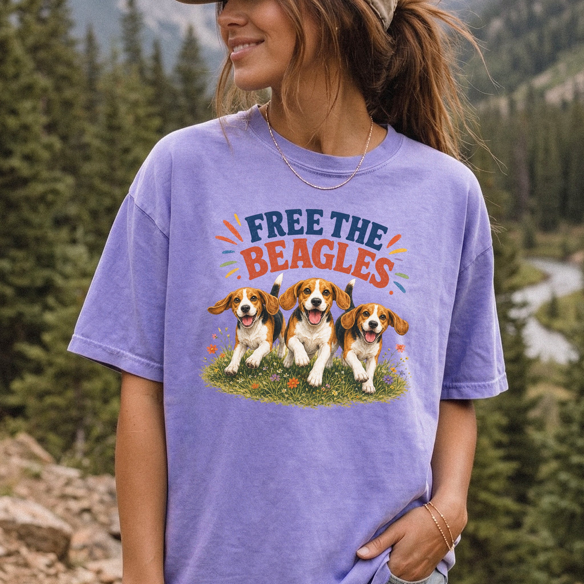 Free the Beagles Comfort Colors Shirt – Rescue Dog Wildflower Tee
