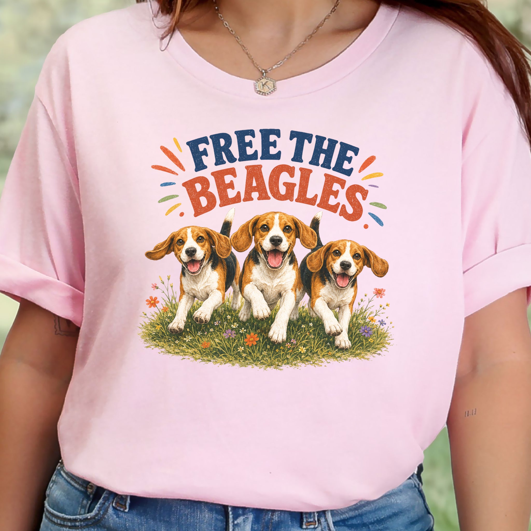 Free the Beagles End Animal Testing Rescue Dog Wildflower T-Shirt