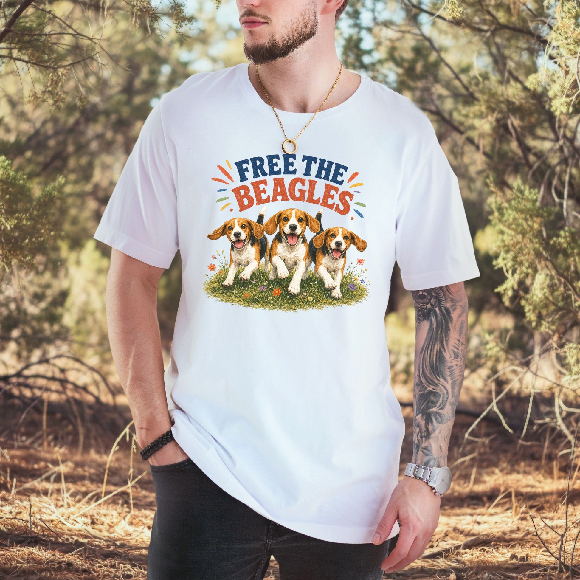 Free the Beagles End Animal Testing Rescue Dog Wildflower T-Shirt