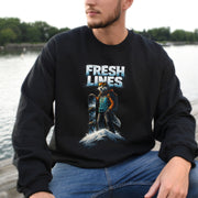 Fresh Lines Retro Snowboarding Wolf Winter Adventure Sweatshirt