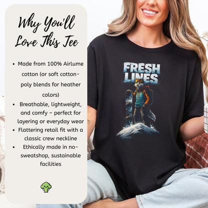 Fresh Lines Retro Snowboarding Wolf Winter Adventure T-Shirt
