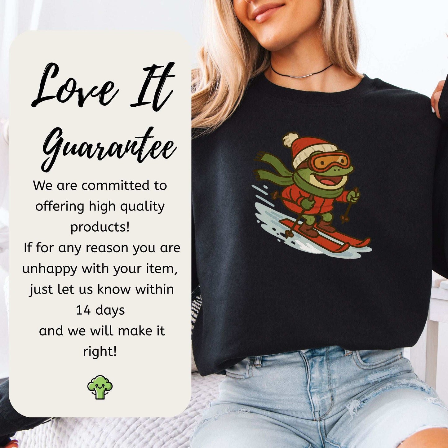 Froggy Ski Fun Sweatshirt – Funny Winter Sports Frog Christmas Vibes