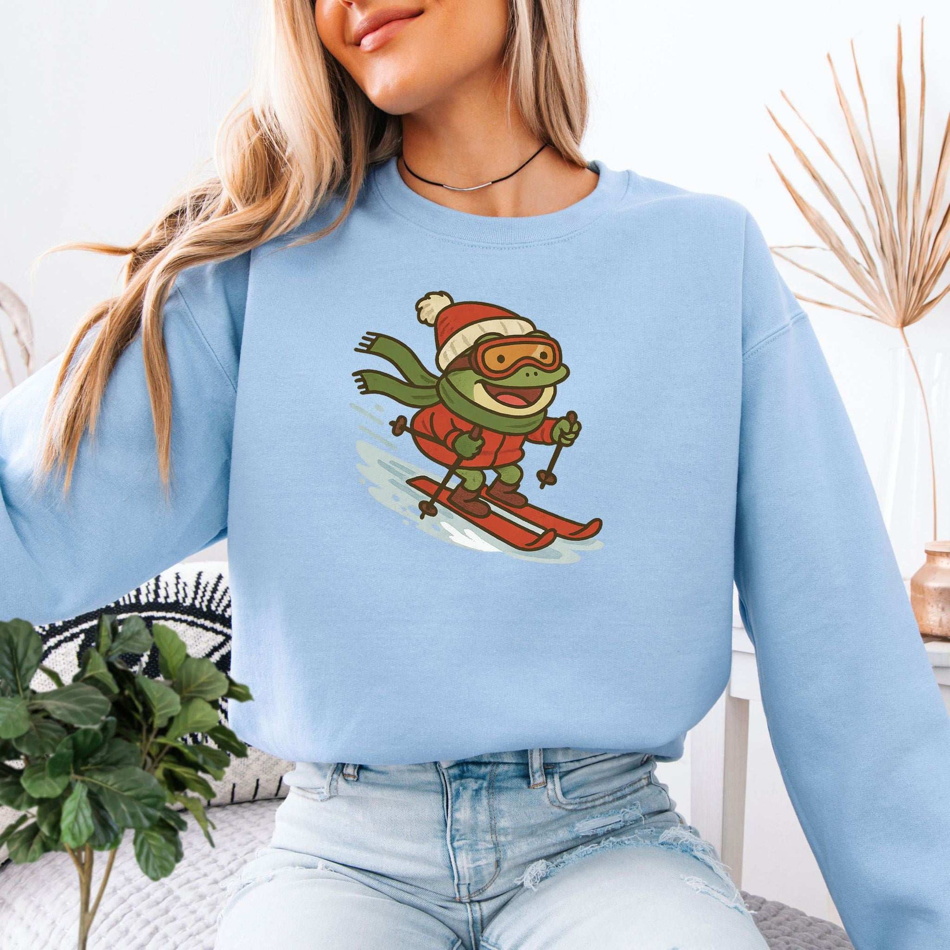 Froggy Ski Fun Sweatshirt – Funny Winter Sports Frog Christmas Vibes