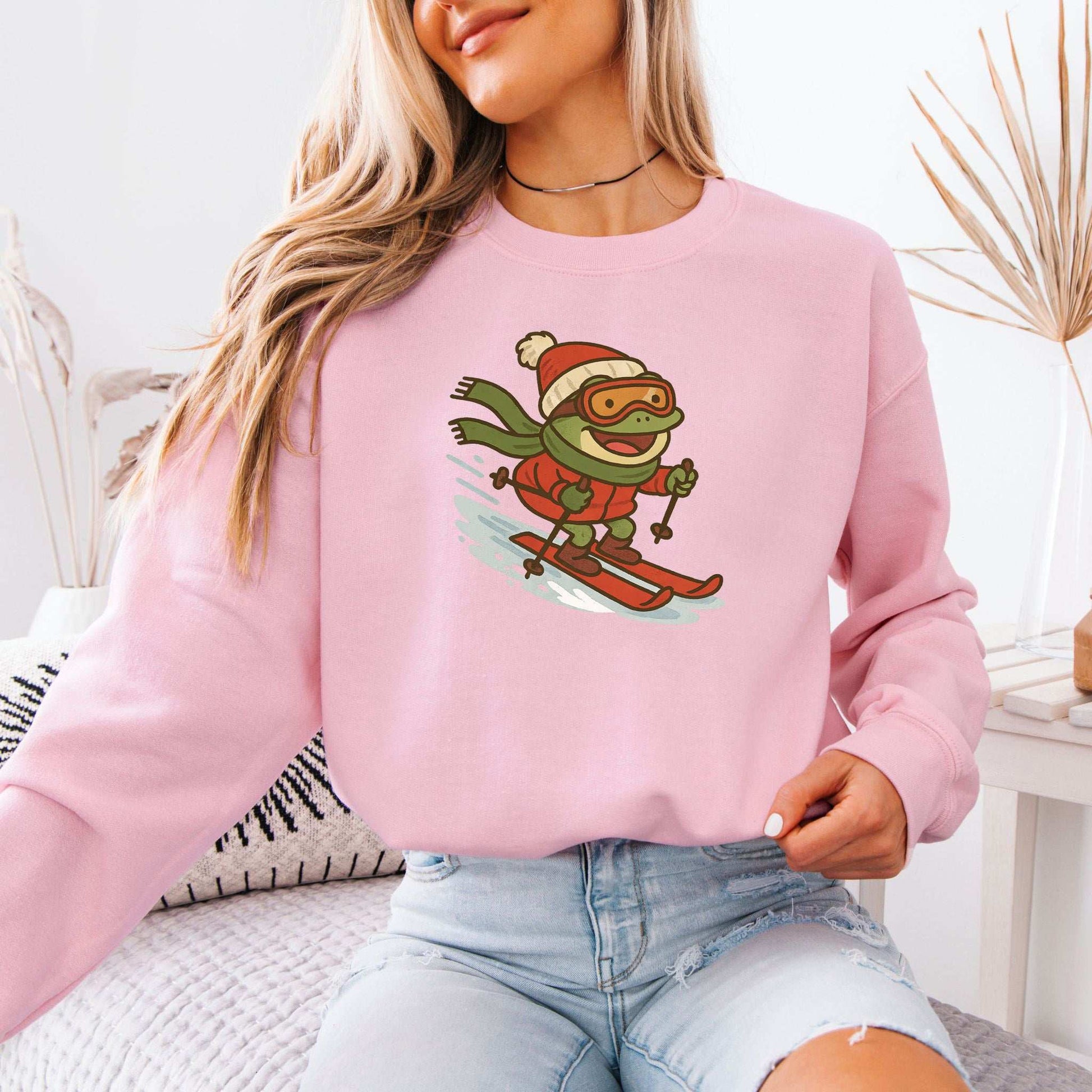 Froggy Ski Fun Sweatshirt – Funny Winter Sports Frog Christmas Vibes
