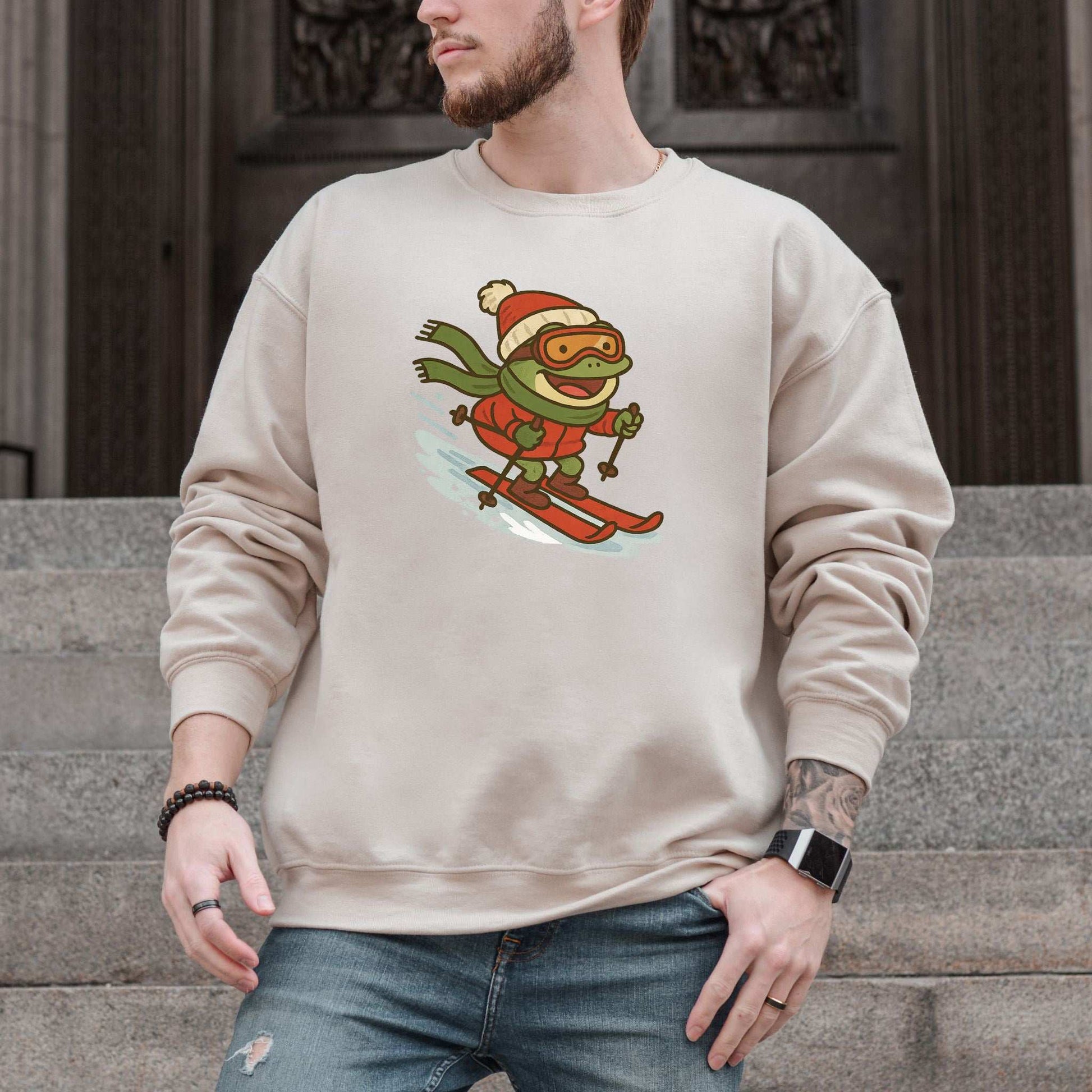 Froggy Ski Fun Sweatshirt – Funny Winter Sports Frog Christmas Vibes