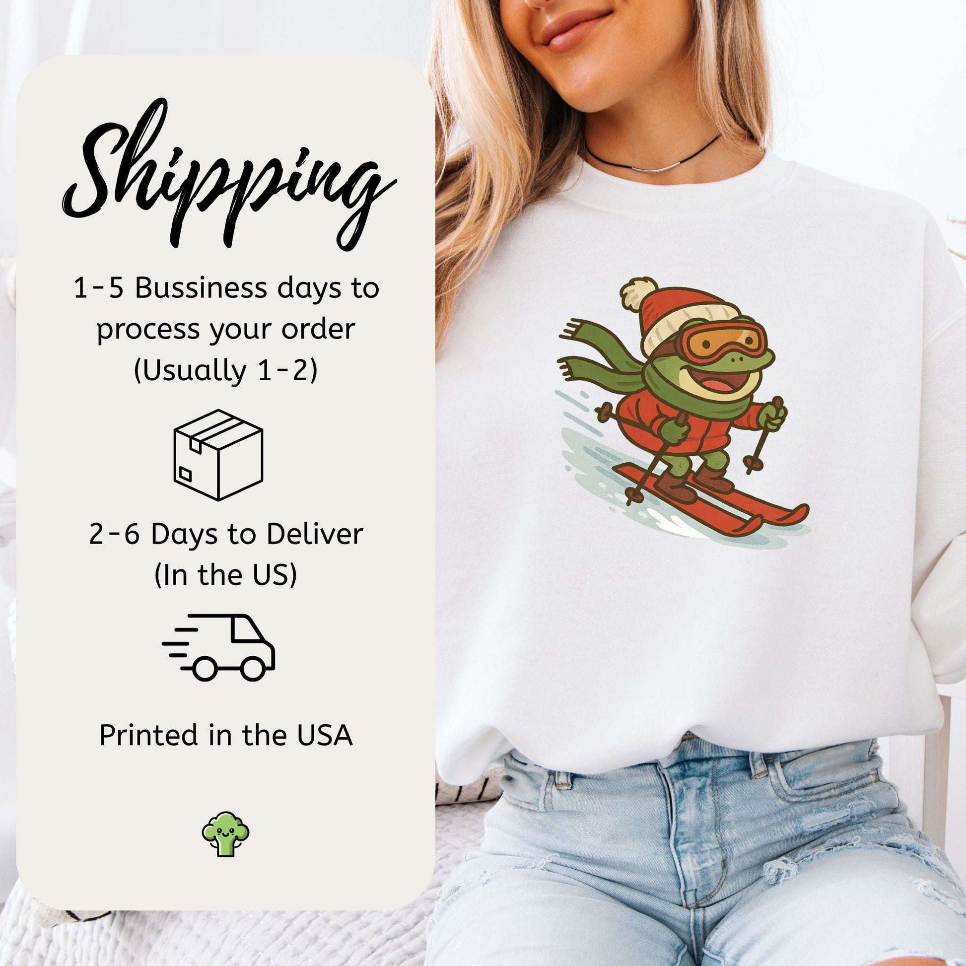 Froggy Ski Fun Sweatshirt – Funny Winter Sports Frog Christmas Vibes