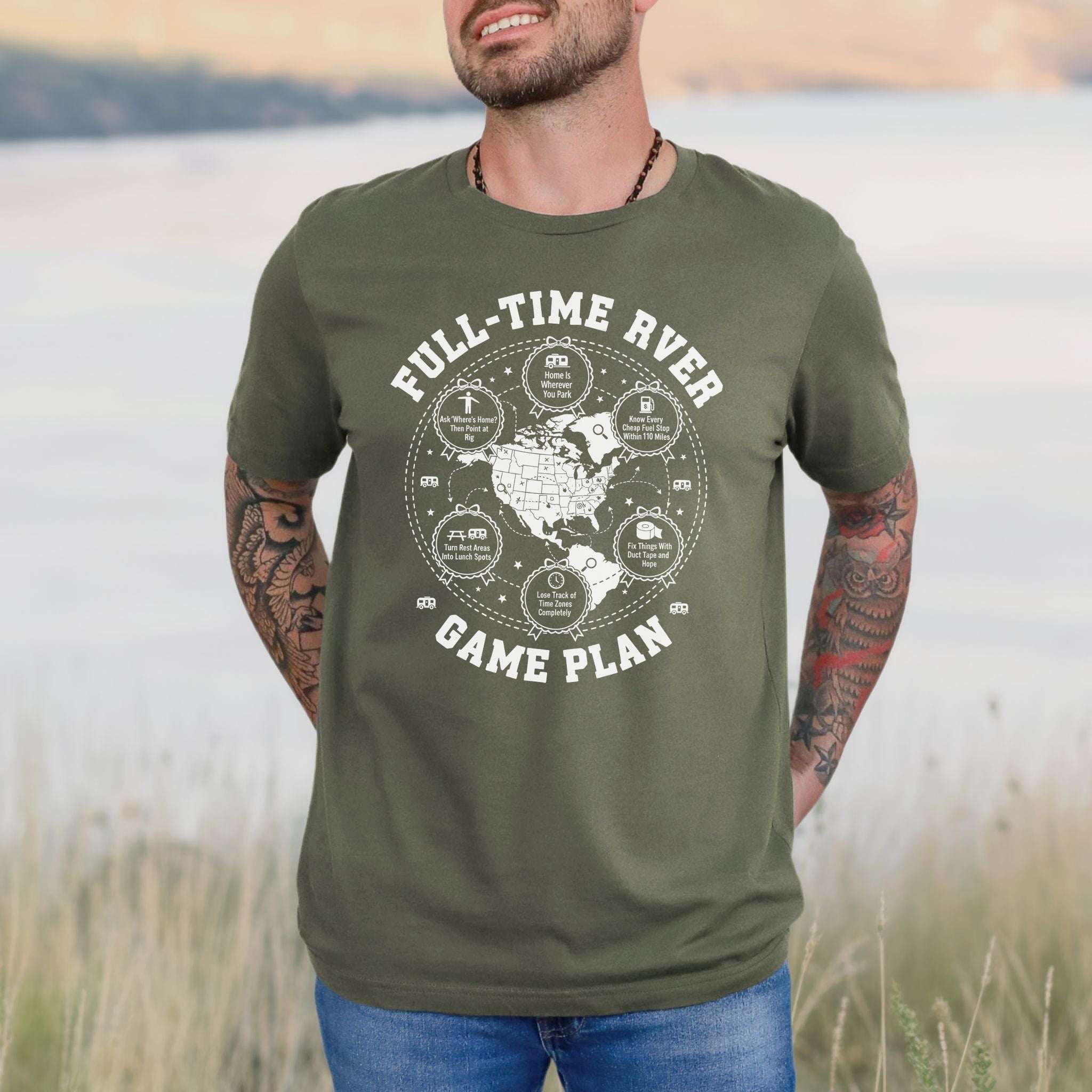 Full-Time RVer Game Plan T-Shirt – Road-Life Humor & Nomad Vibes Tee