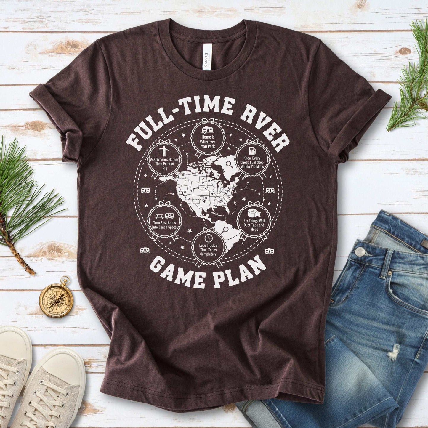 Full-Time RVer Game Plan T-Shirt – Road-Life Humor & Nomad Vibes Tee