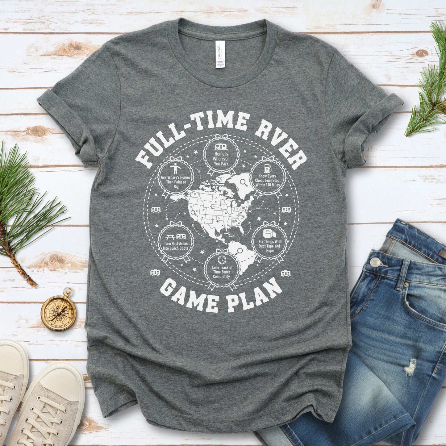 Full-Time RVer Game Plan T-Shirt – Road-Life Humor & Nomad Vibes Tee
