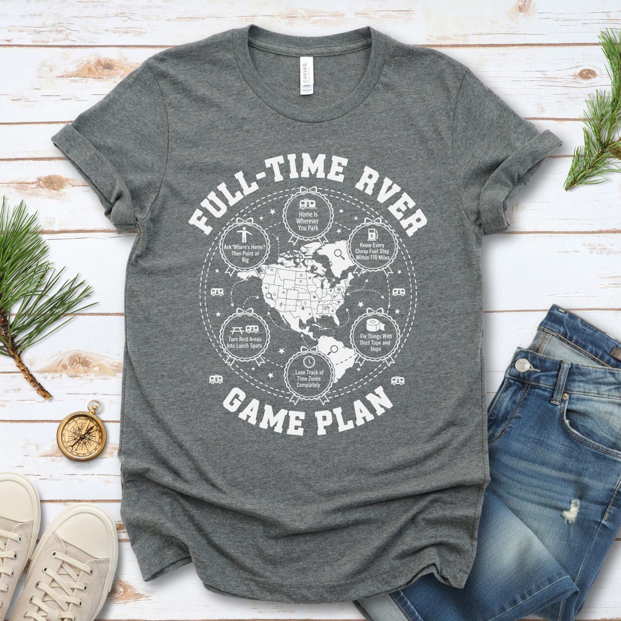 Full-Time RVer Game Plan T-Shirt – Road-Life Humor & Nomad Vibes Tee