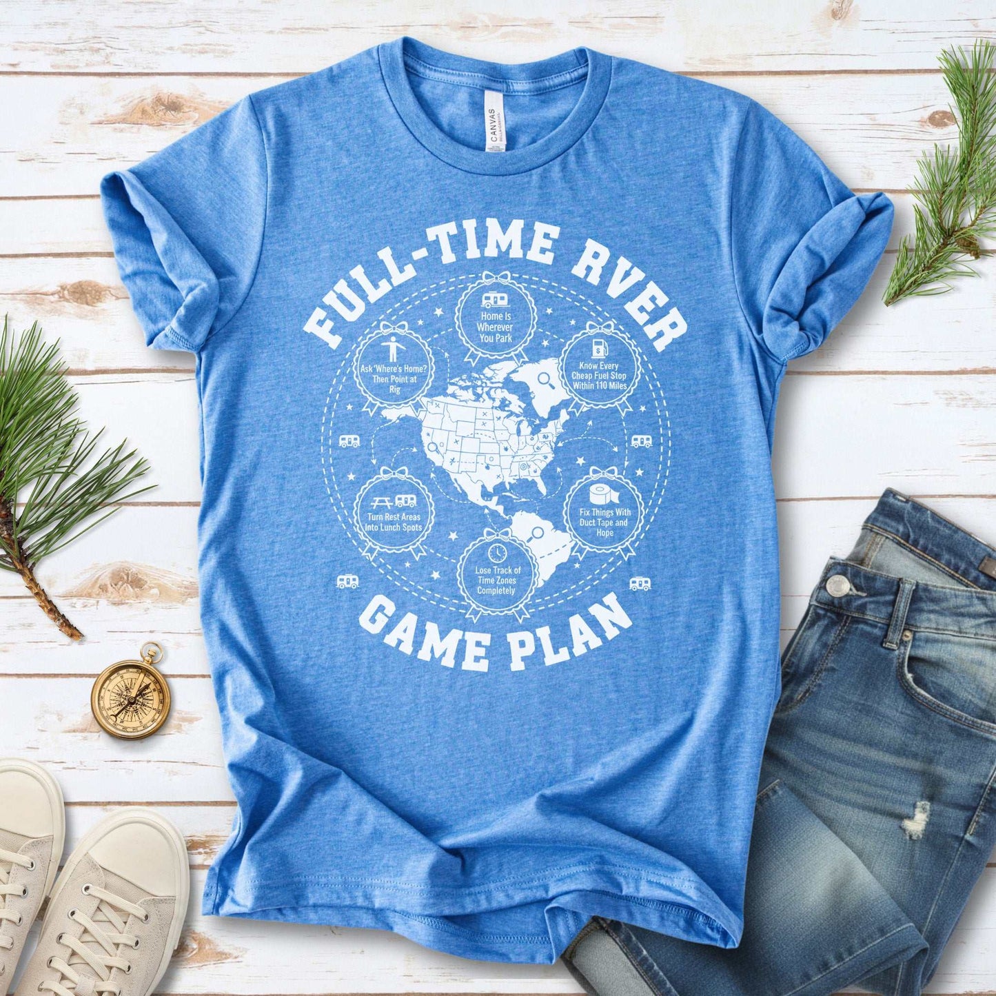 Full-Time RVer Game Plan T-Shirt – Road-Life Humor & Nomad Vibes Tee