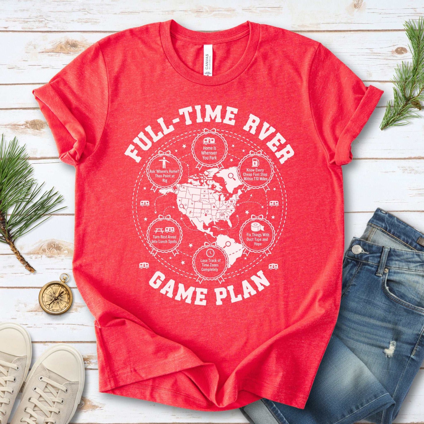 Full-Time RVer Game Plan T-Shirt – Road-Life Humor & Nomad Vibes Tee