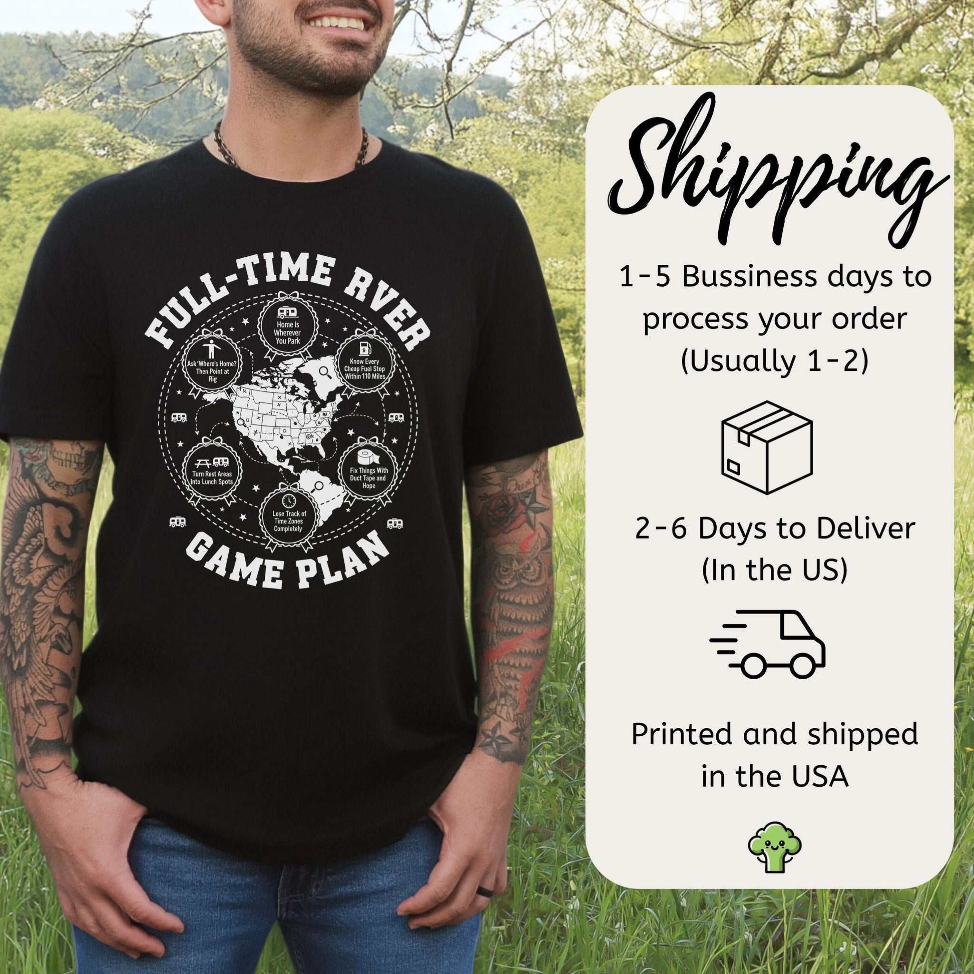 Full-Time RVer Game Plan T-Shirt – Road-Life Humor & Nomad Vibes Tee