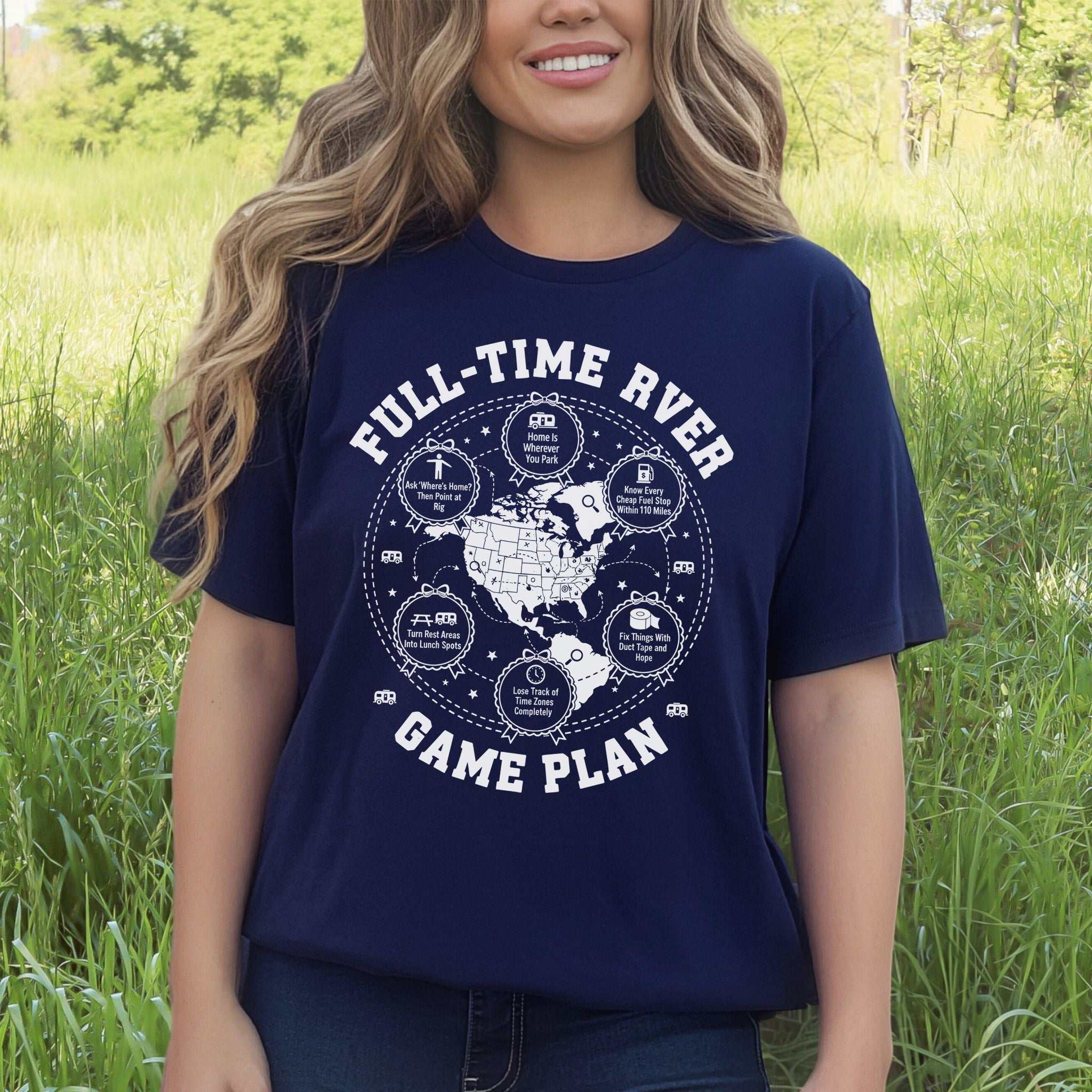 Full-Time RVer Game Plan T-Shirt – Road-Life Humor & Nomad Vibes Tee