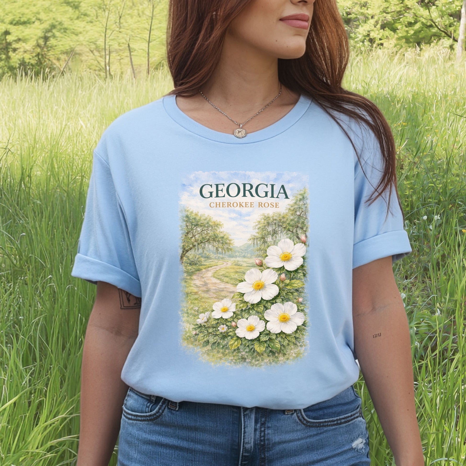 Georgia Cherokee Rose Vintage Botanical Nature T-Shirt