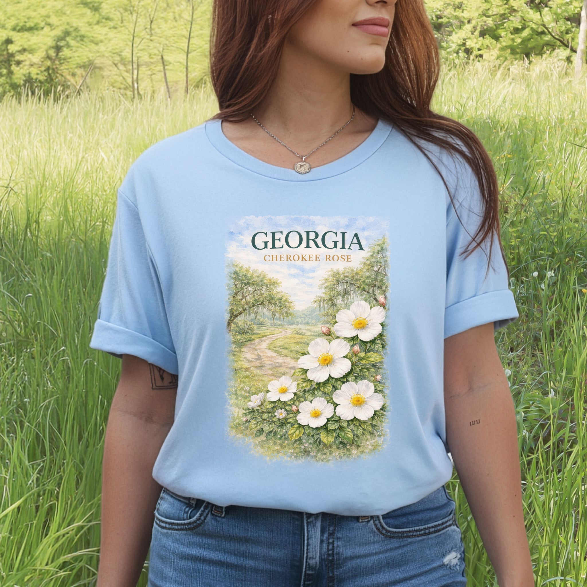 Georgia Cherokee Rose Vintage Botanical Nature T-Shirt