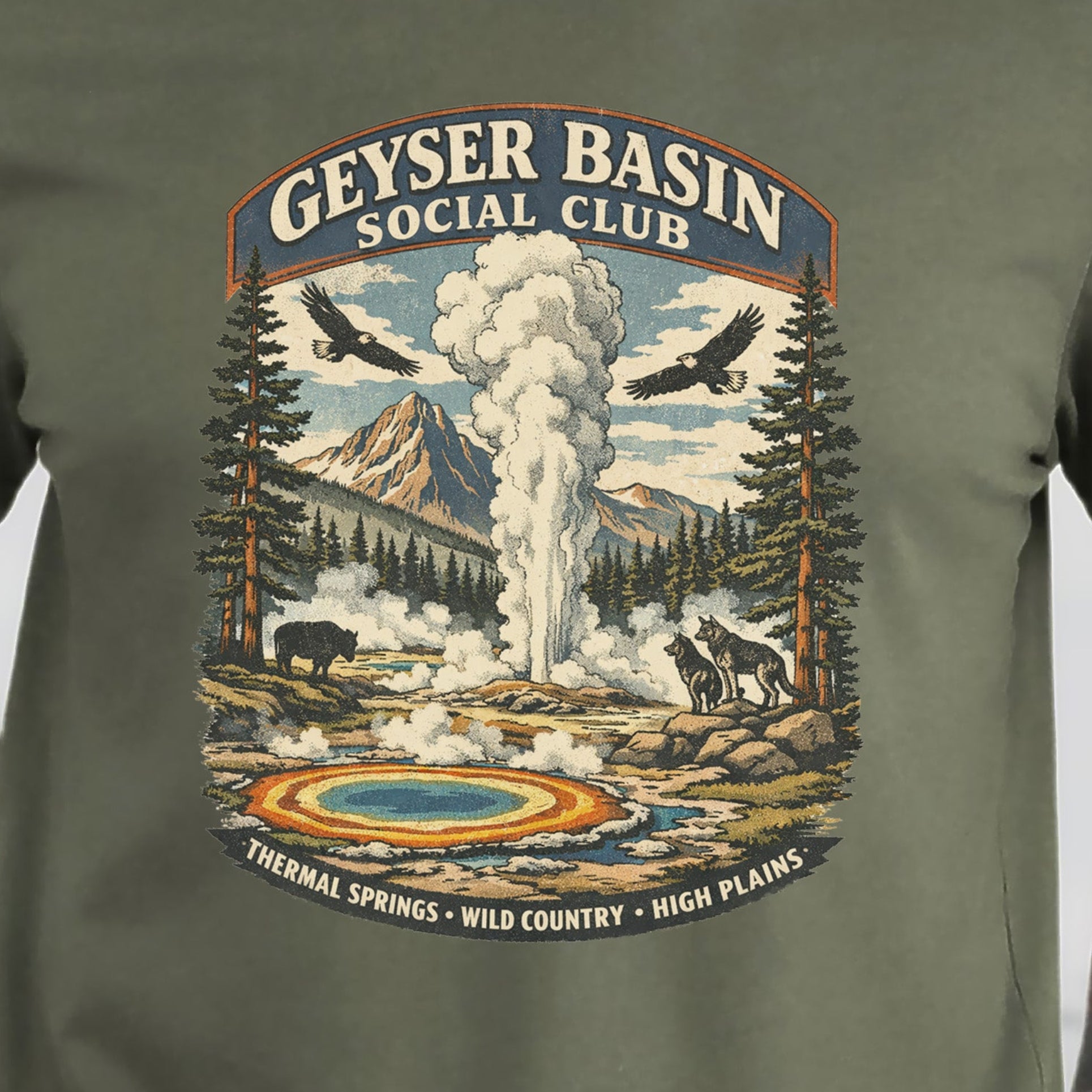 Geyser Basin Club Yellowstone Shirt – Vintage Wildlife T-Shirt