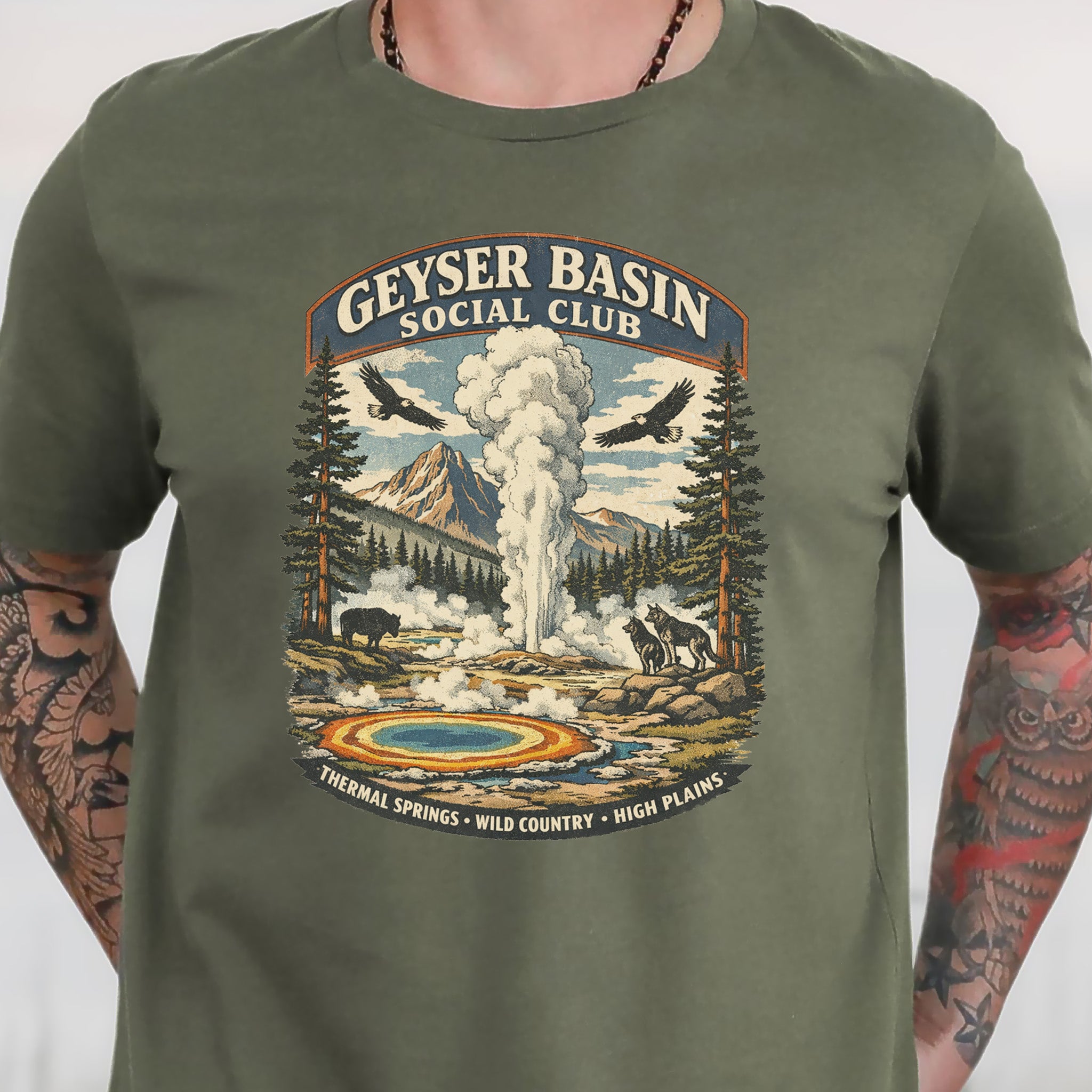 Geyser Basin Club Yellowstone Shirt – Vintage Wildlife T-Shirt