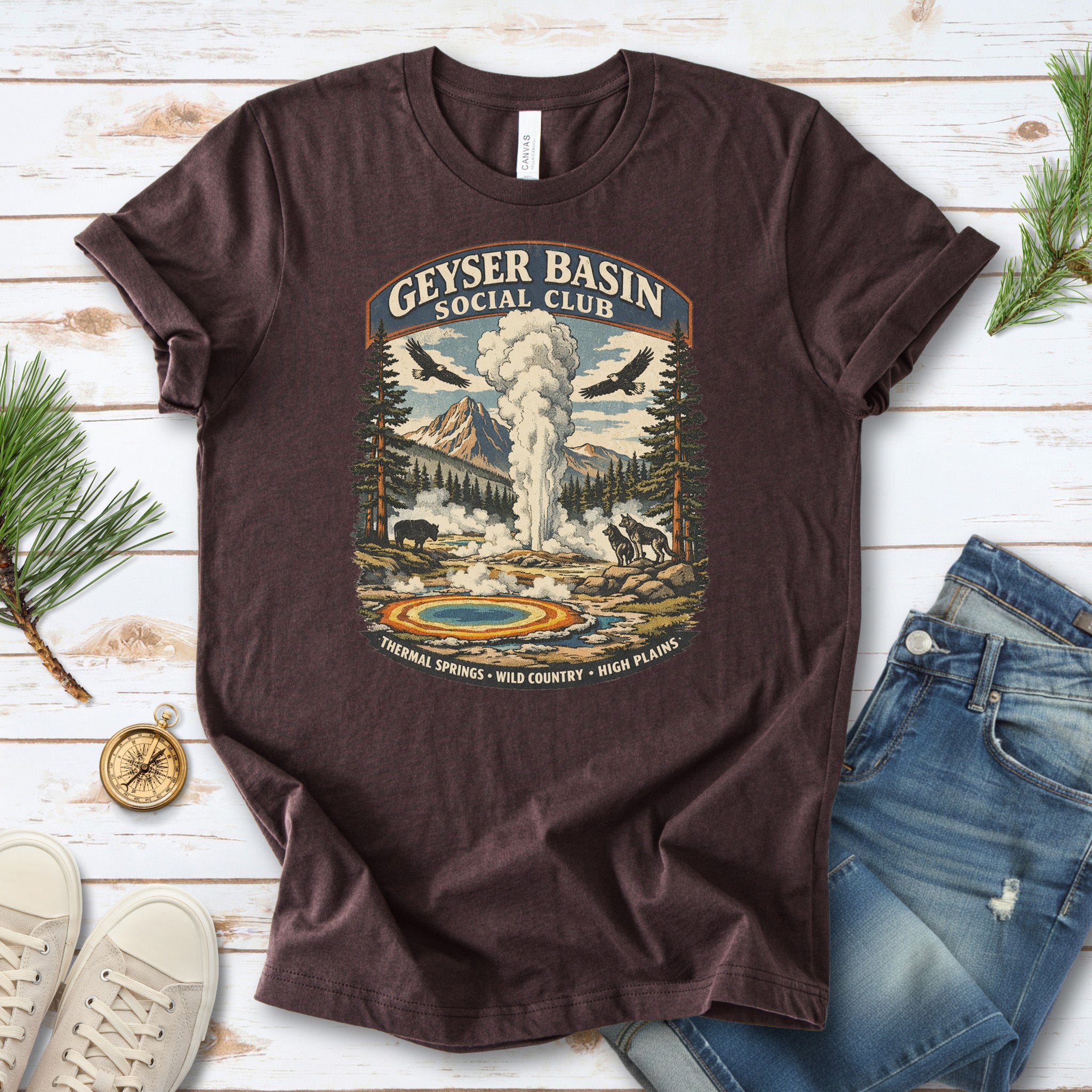 Geyser Basin Club Yellowstone Shirt – Vintage Wildlife T-Shirt