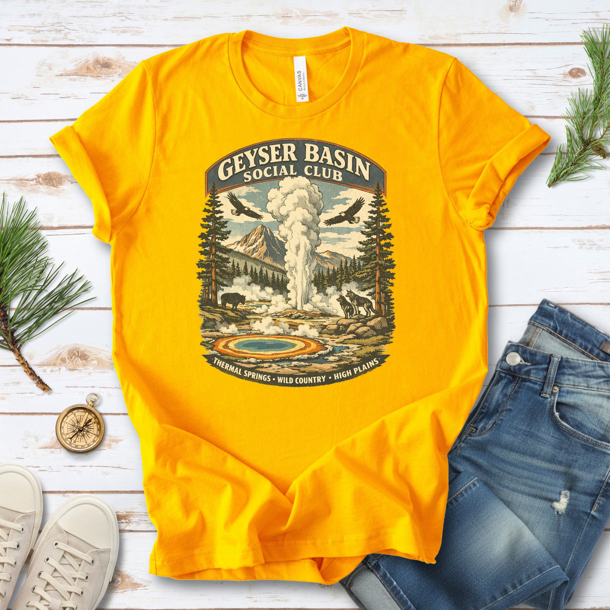Geyser Basin Club Yellowstone Shirt – Vintage Wildlife T-Shirt
