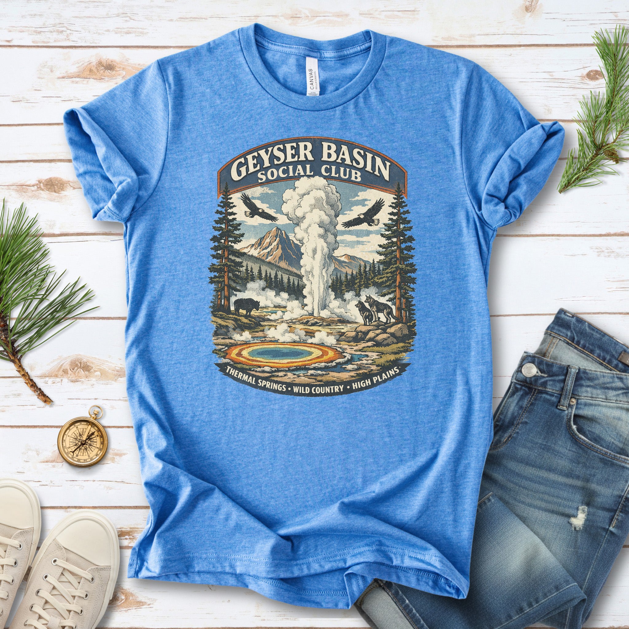 Geyser Basin Club Yellowstone Shirt – Vintage Wildlife T-Shirt