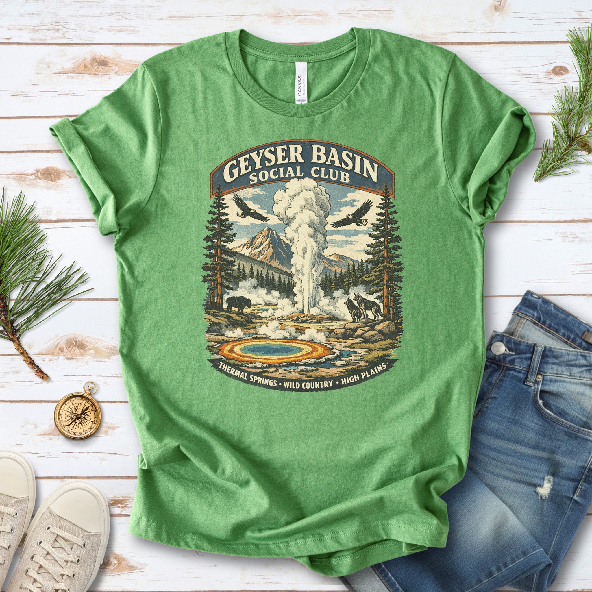 Geyser Basin Club Yellowstone Shirt – Vintage Wildlife T-Shirt