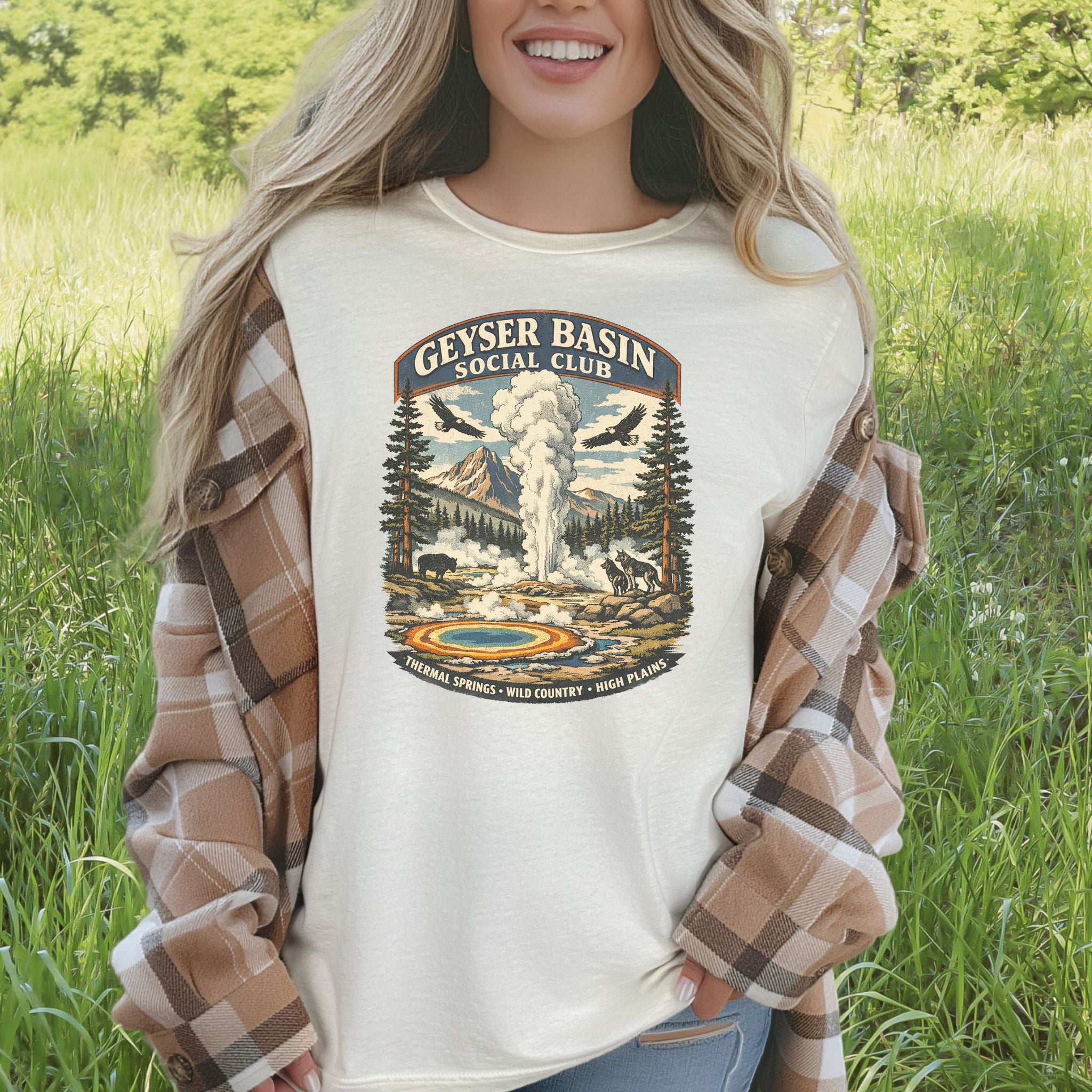 Geyser Basin Club Yellowstone Shirt – Vintage Wildlife T-Shirt