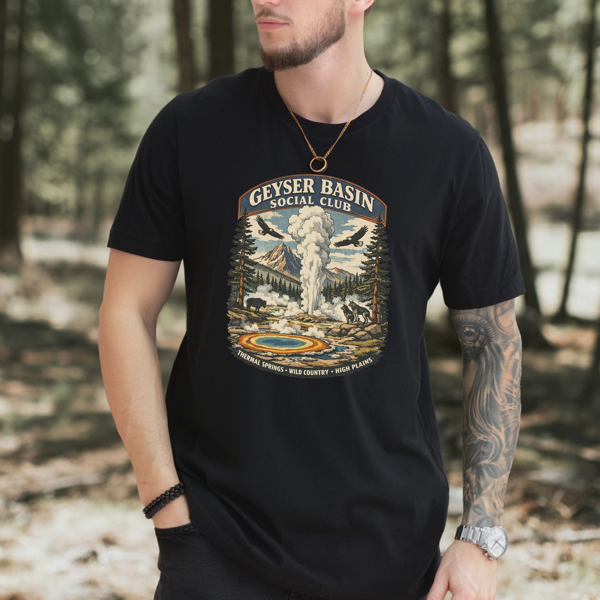 Geyser Basin Club Yellowstone Shirt – Vintage Wildlife T-Shirt