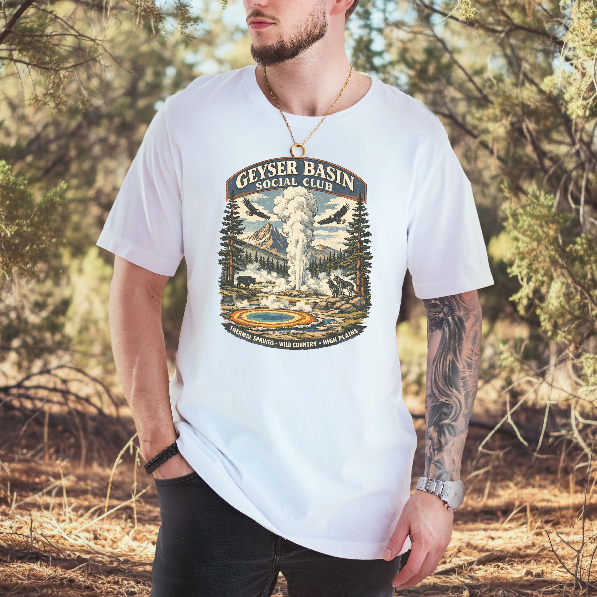 Geyser Basin Club Yellowstone Shirt – Vintage Wildlife T-Shirt