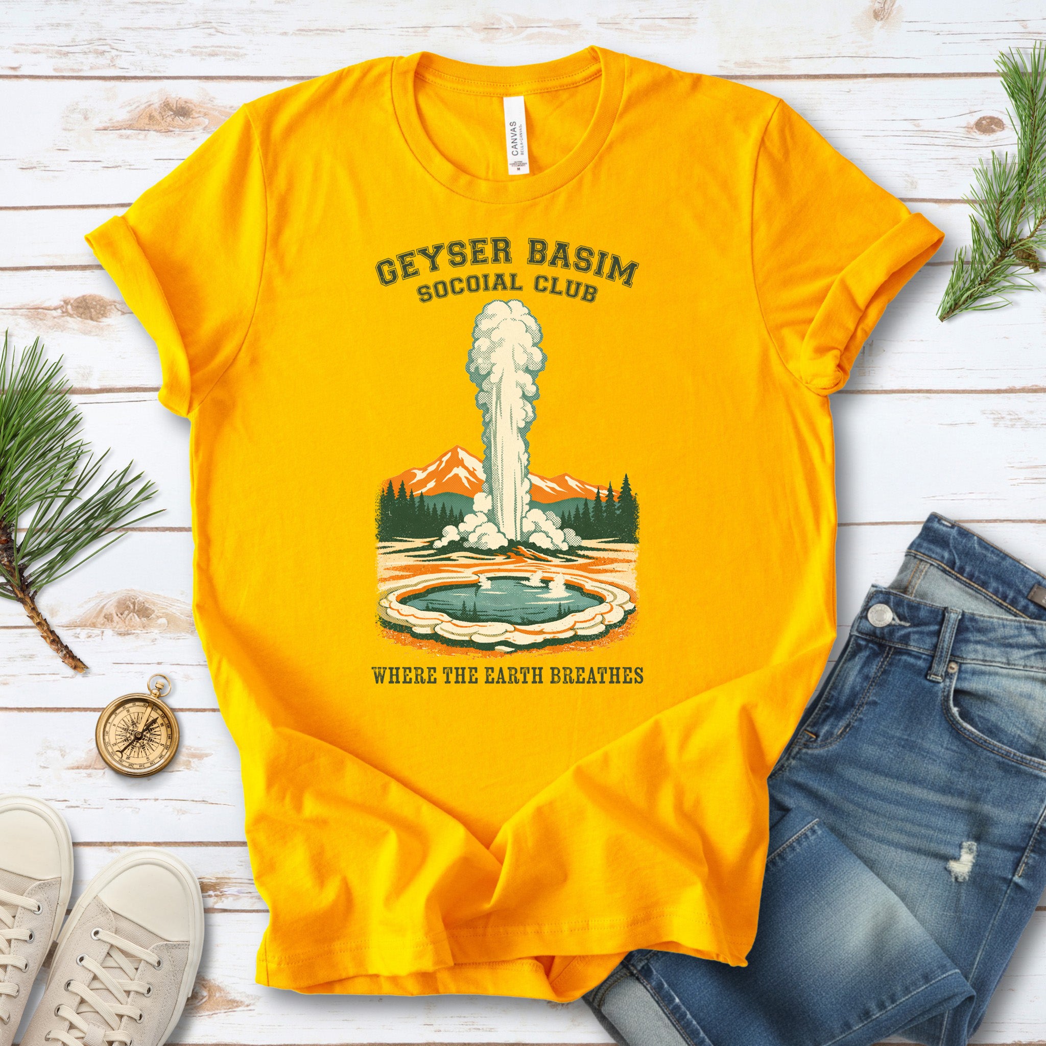 Yellowstone Geyser Basin Shirt – Retro Geyser Basin Hiking Shirt