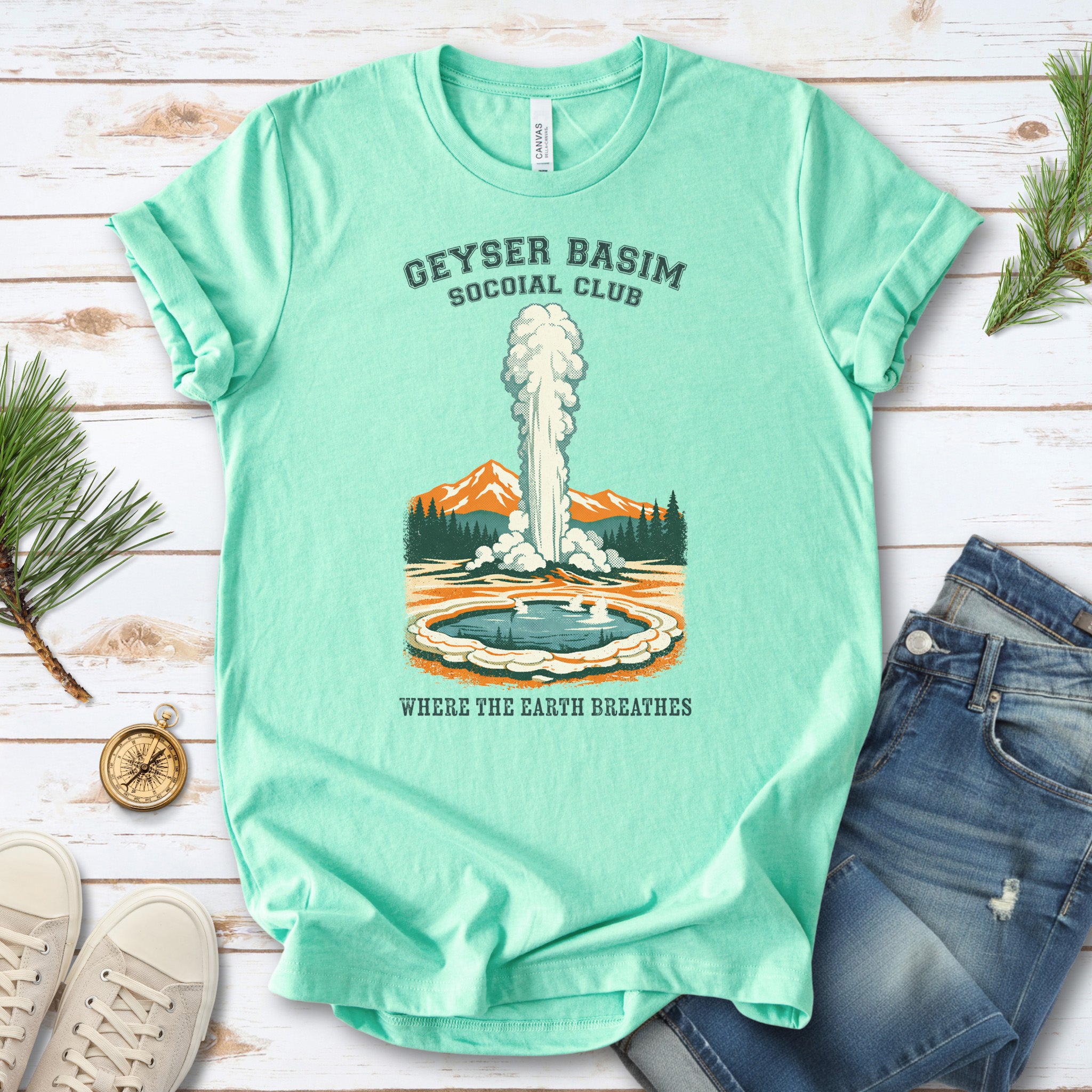 Yellowstone Geyser Basin Shirt – Retro Geyser Basin Hiking Shirt