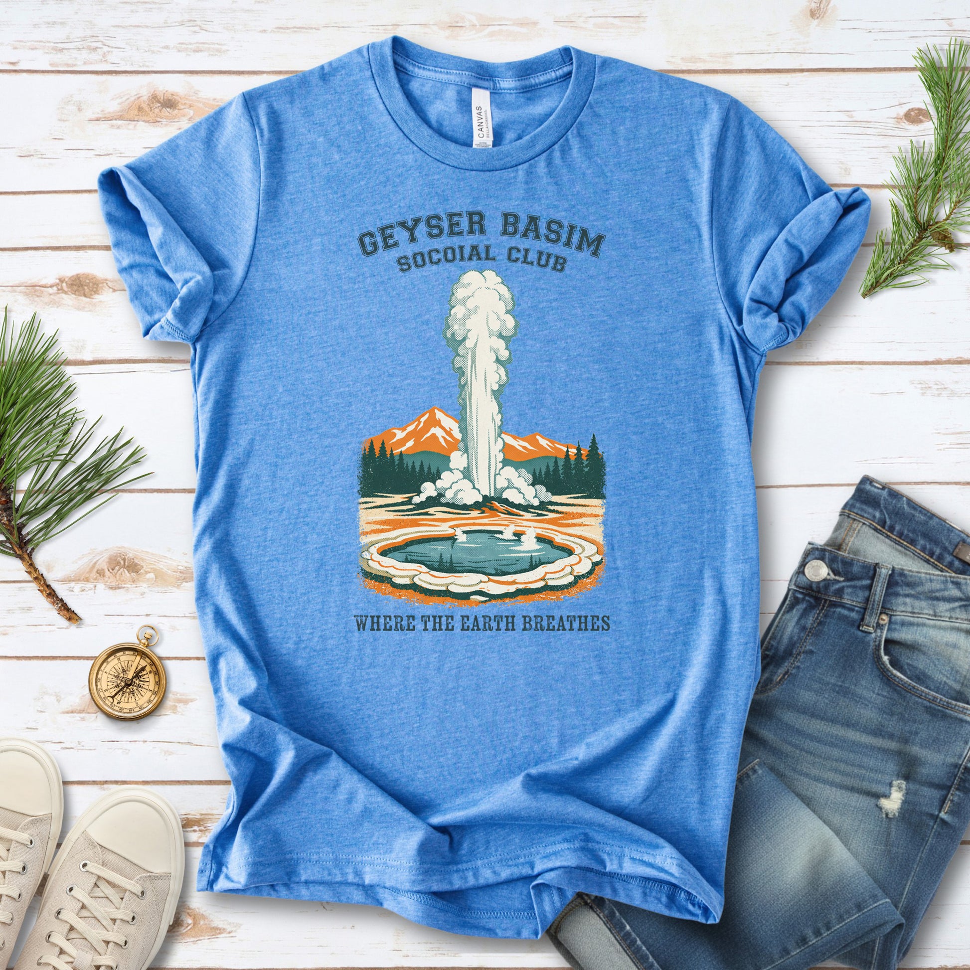 Yellowstone Geyser Basin Shirt – Retro Geyser Basin Hiking Shirt