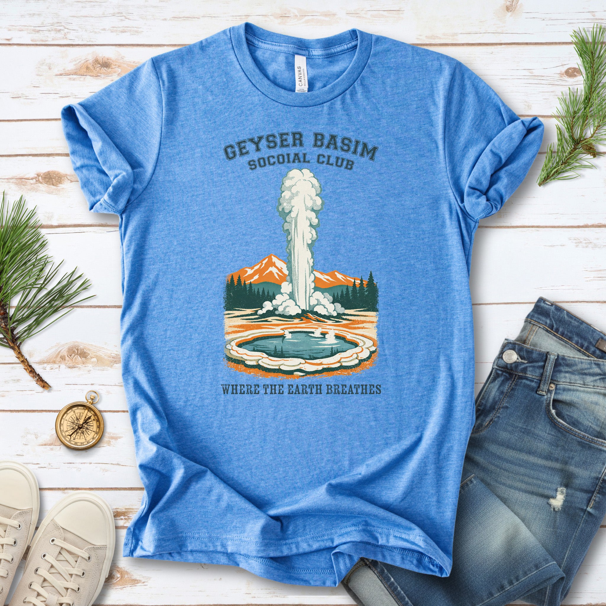 Yellowstone Geyser Basin Shirt – Retro Geyser Basin Hiking Shirt