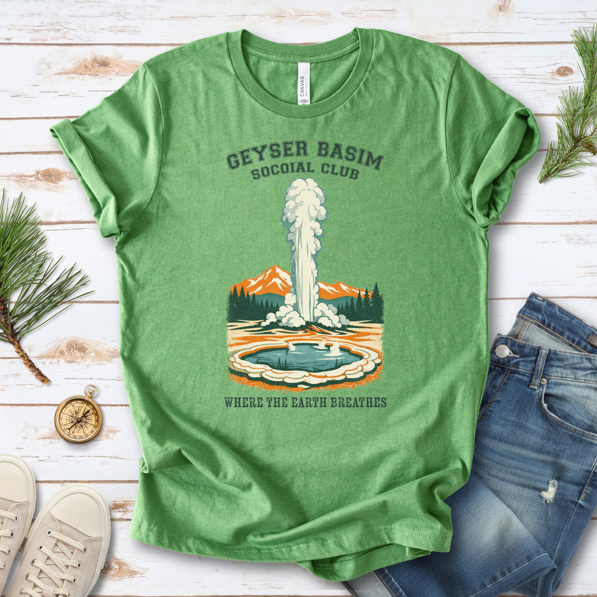 Yellowstone Geyser Basin Shirt – Retro Geyser Basin Hiking Shirt
