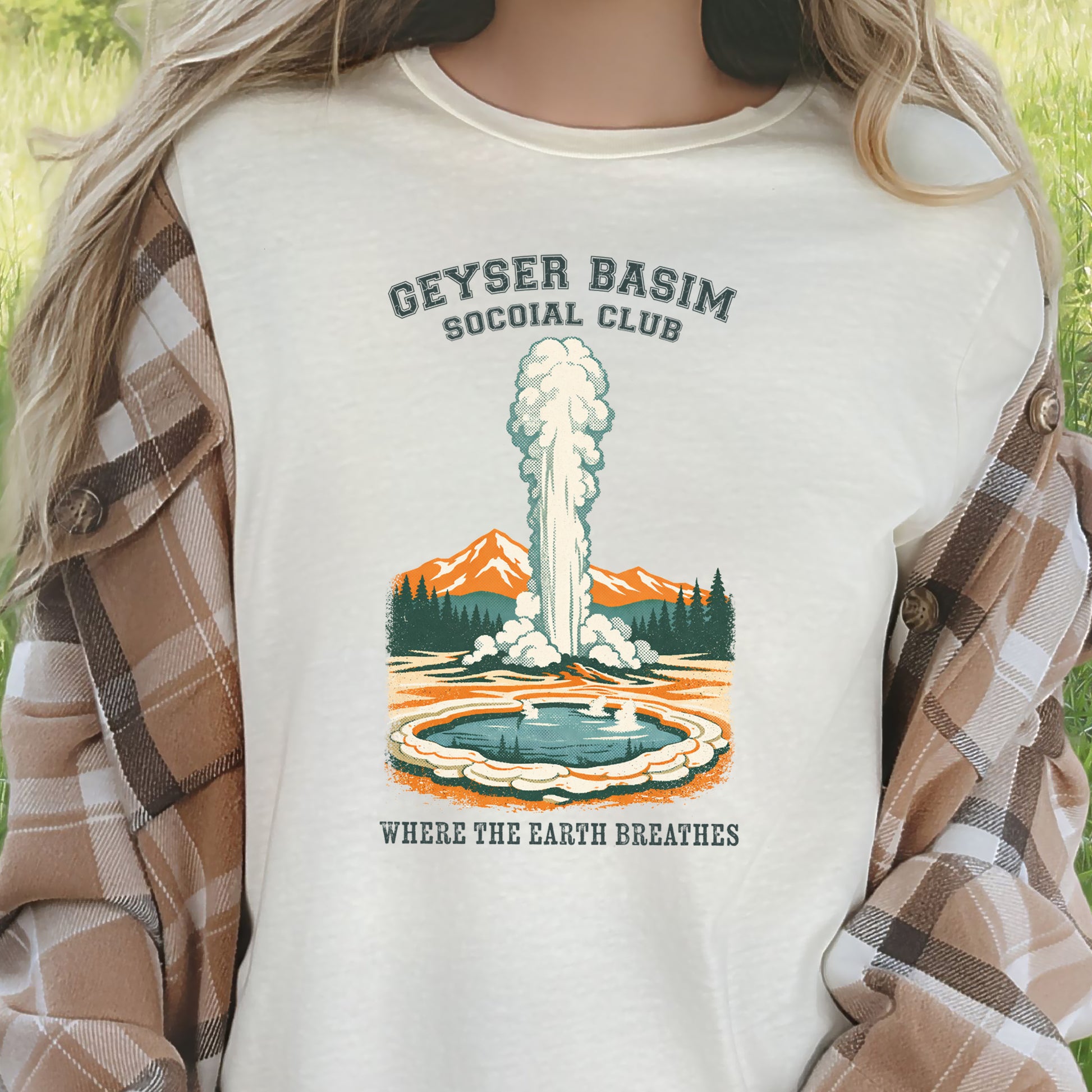 Yellowstone Geyser Basin Shirt – Retro Geyser Basin Hiking Shirt