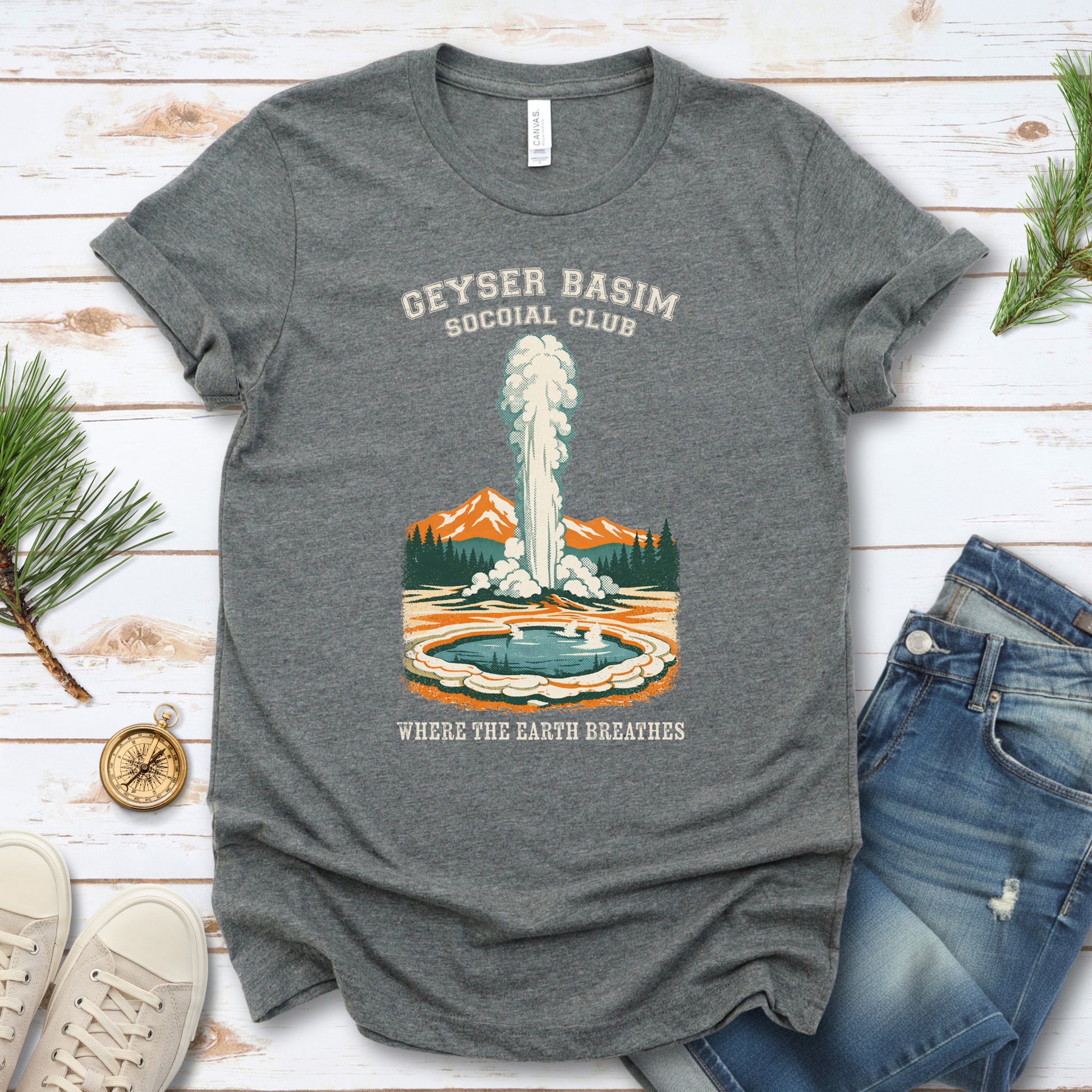 Yellowstone Geyser Basin Shirt – Retro Geyser Basin Hiking Shirt