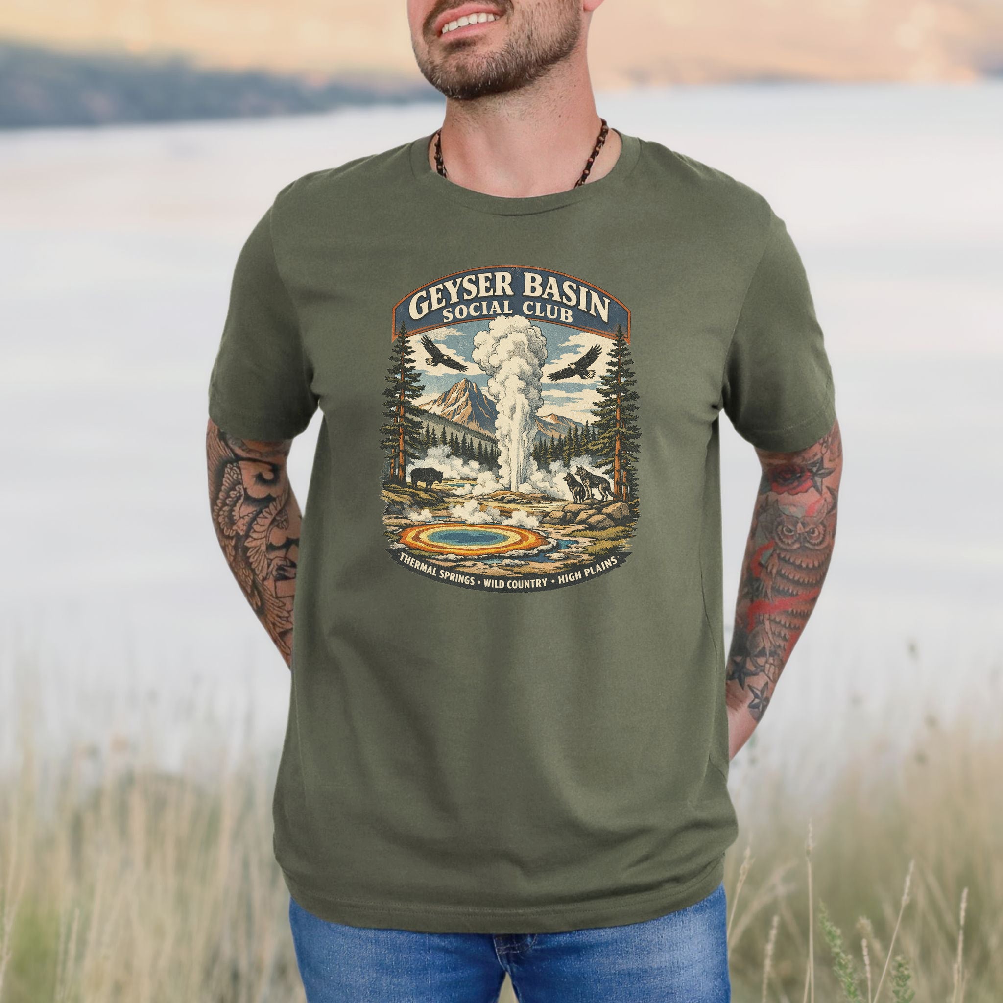 Geyser Basin Club Yellowstone Shirt – Vintage Wildlife T-Shirt