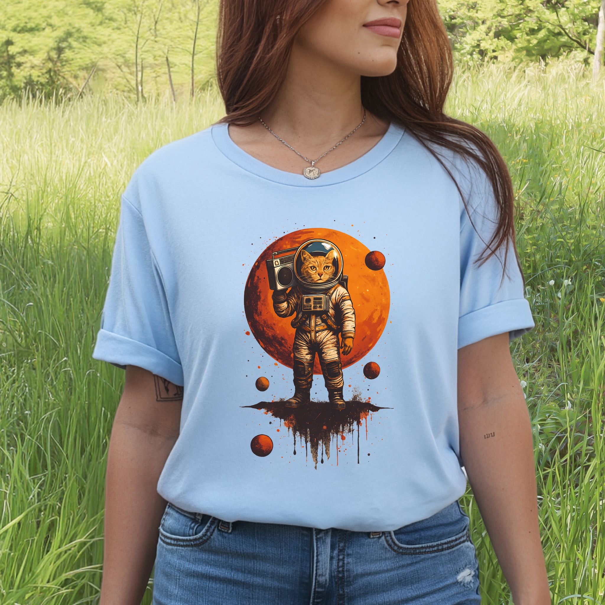 Boombox Cat Astronaut T-Shirt – Retro Space Funk Galaxy Tee
