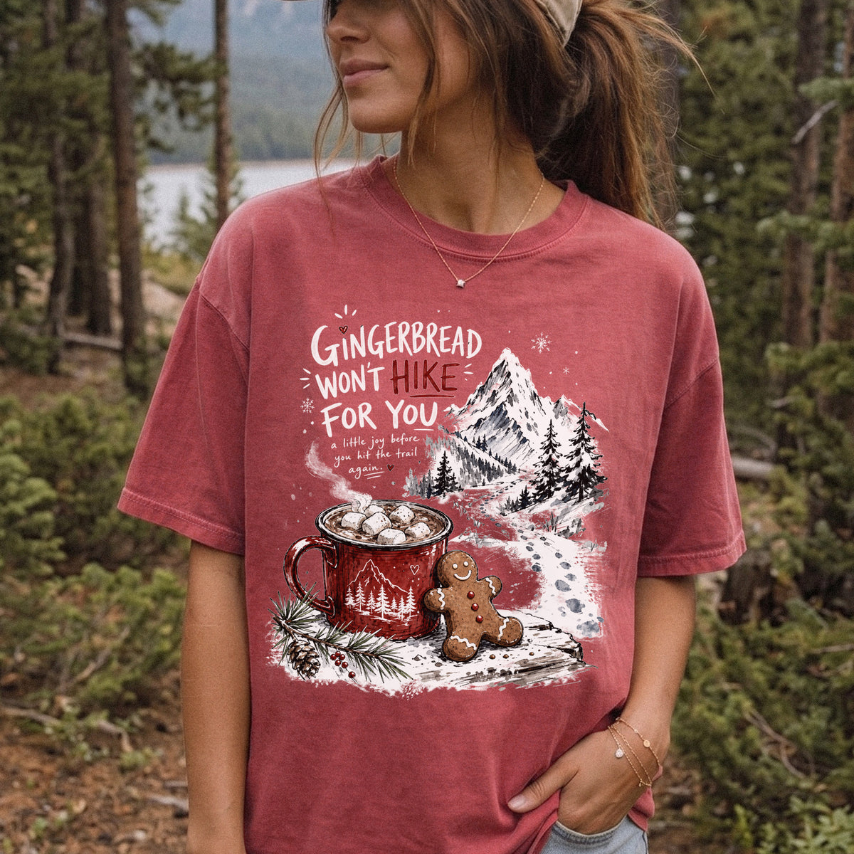 Gingerbread Won’t Hike for You Comfort Colors Shirt – Gingerbread Cocoa Hiking Tee