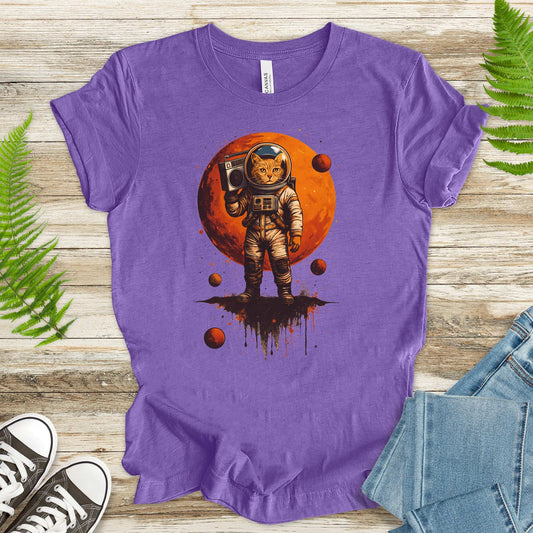 Boombox Cat Astronaut T-Shirt – Retro Space Funk Galaxy Tee